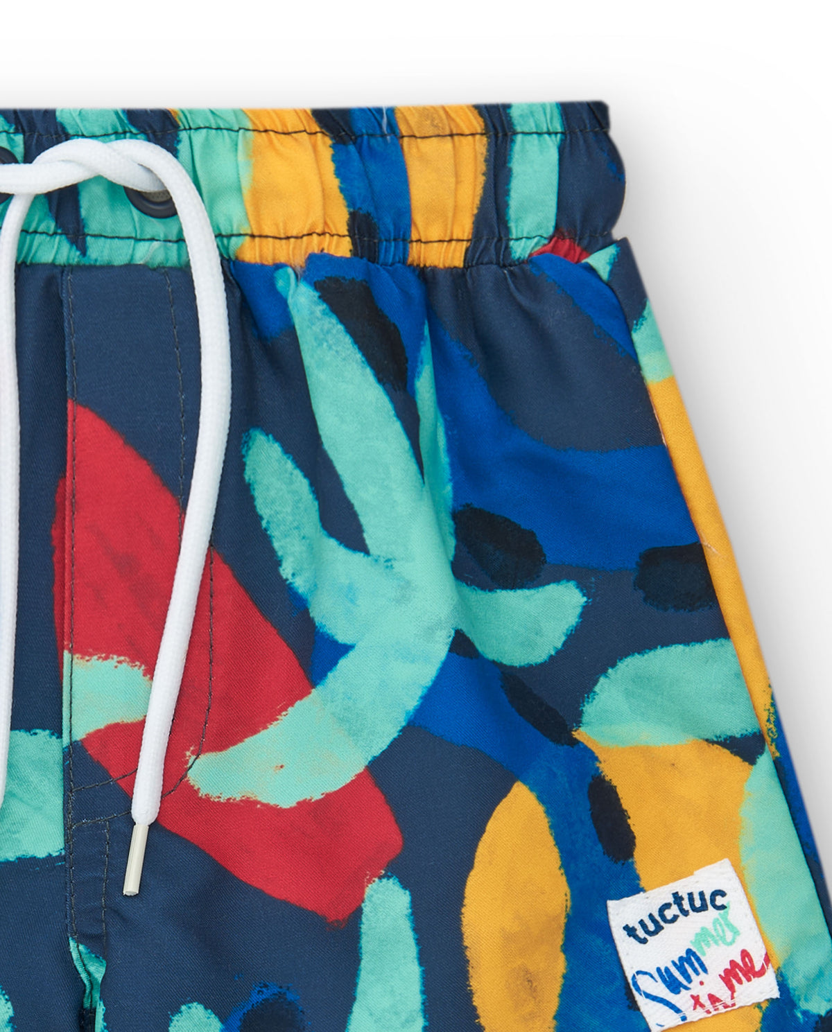 Bermuda de baño para niño en azul marino con estampado y