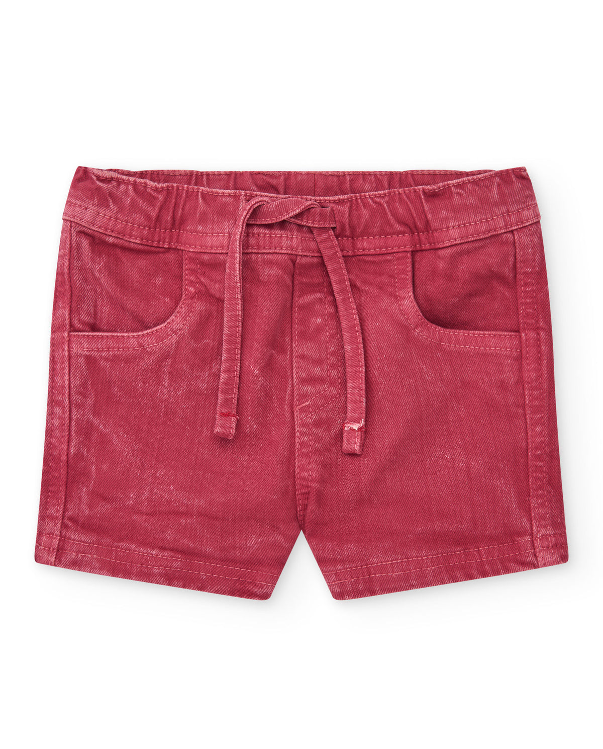 Bermuda para niño en rojo con efecto desgastado y cintura