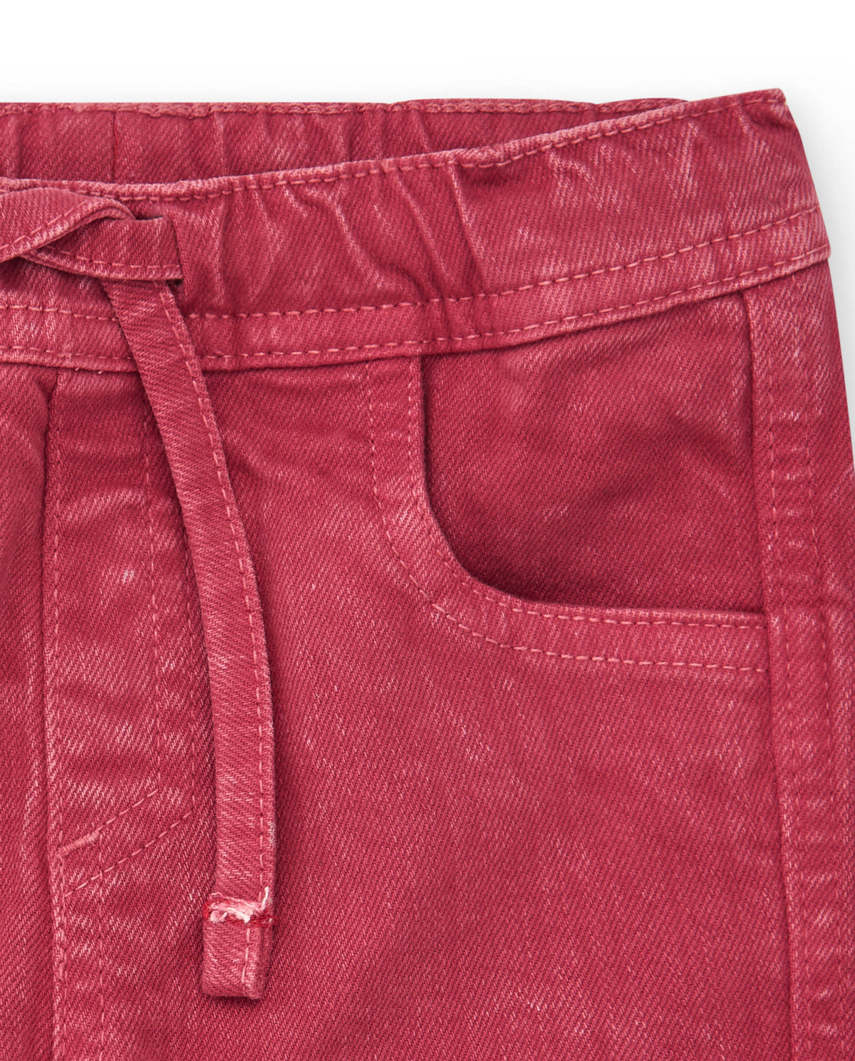 Bermuda para niño en rojo con efecto desgastado y cintura