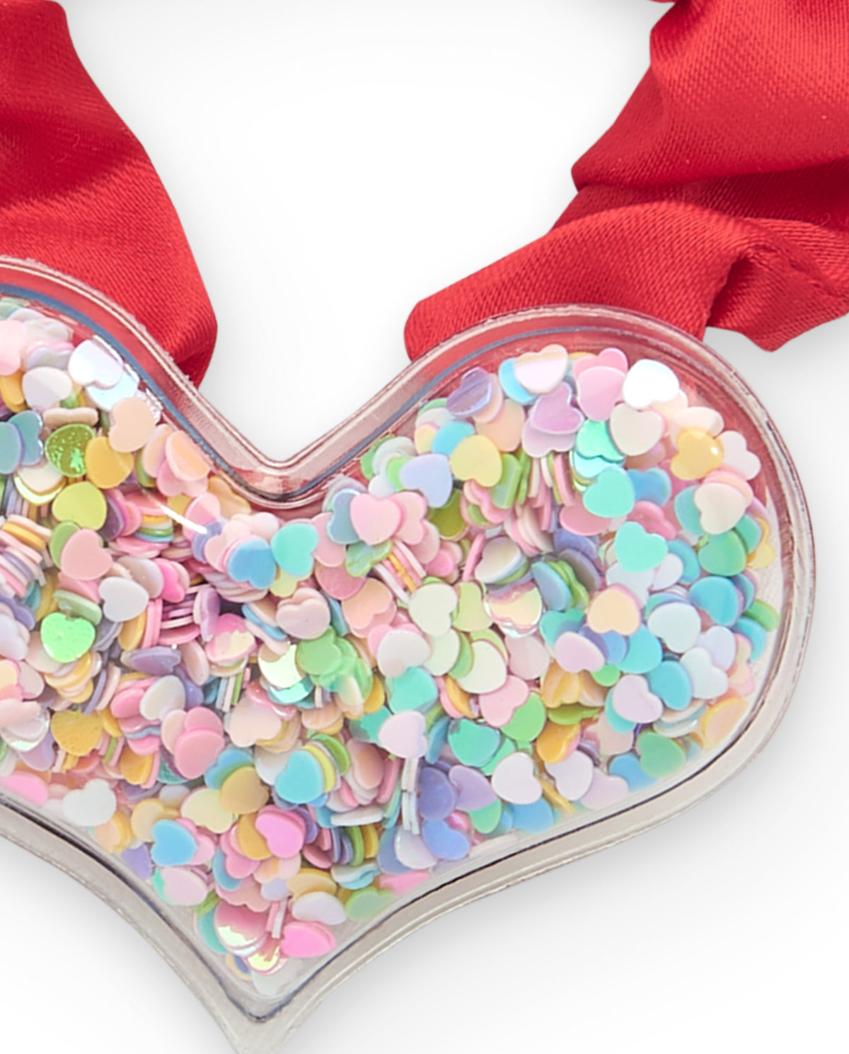Coletero para niña en rojo con corazón de confeti