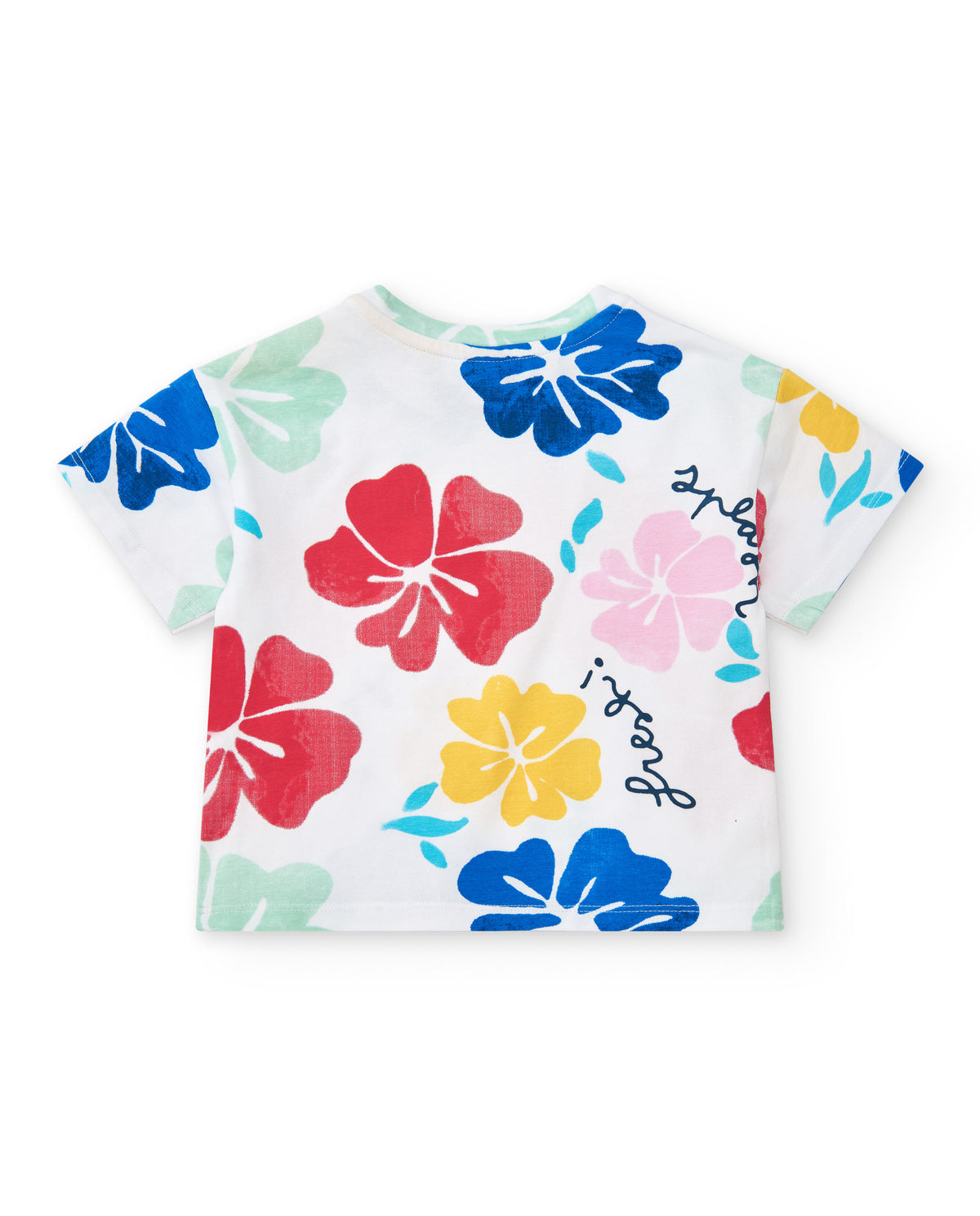 Camiseta para niña en blanco con estampado floral