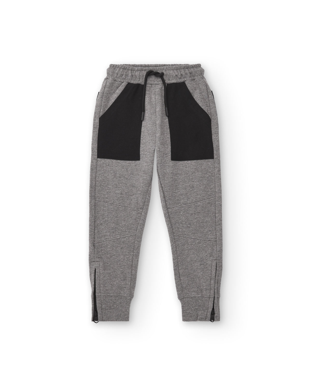 Pantalón felpa para niño en gris con bolsillos contrastantes