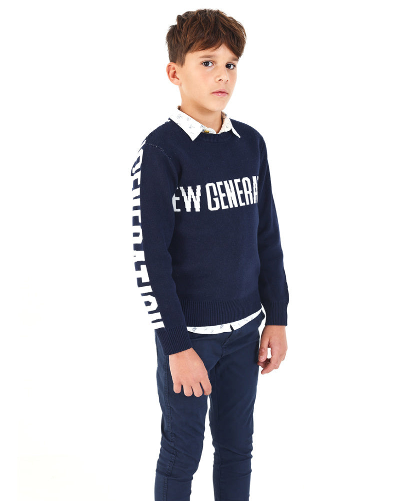 Pantalón chino azul marino para niño colección Pet Friendly Town