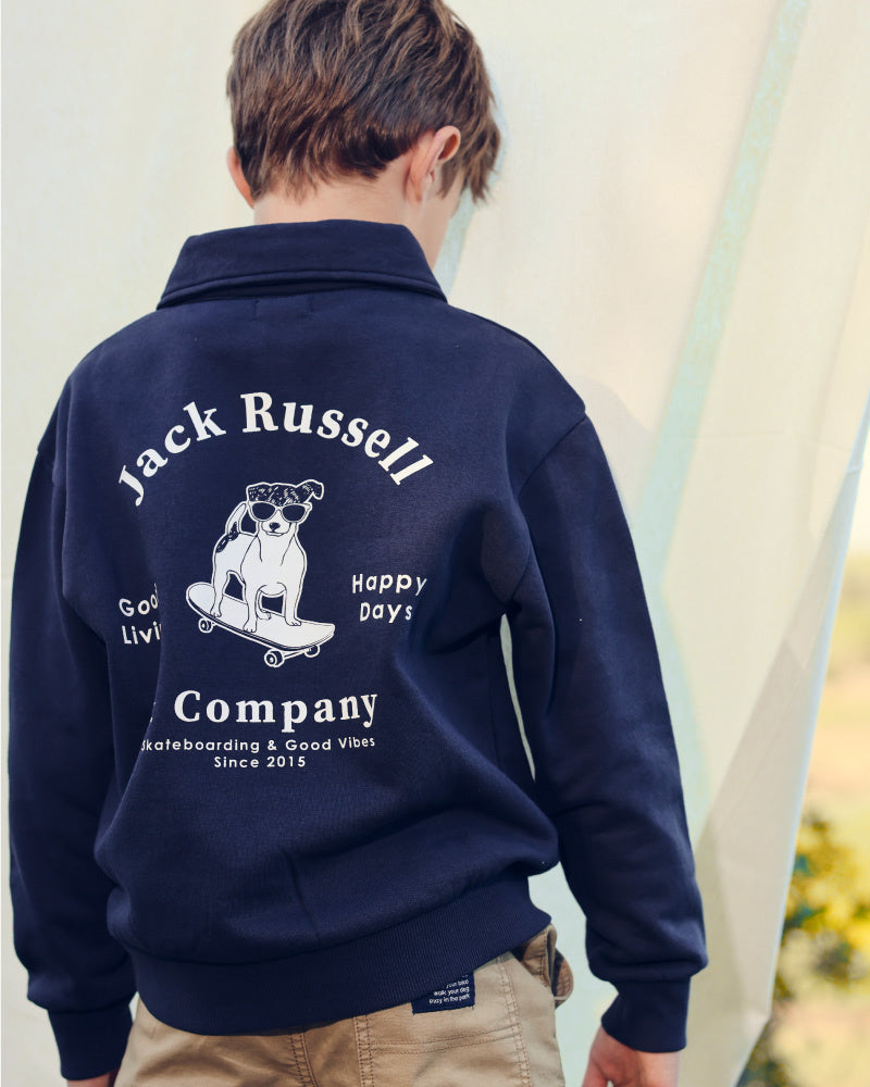 Polo negro de manga larga con estampado "Happy Days" para niño