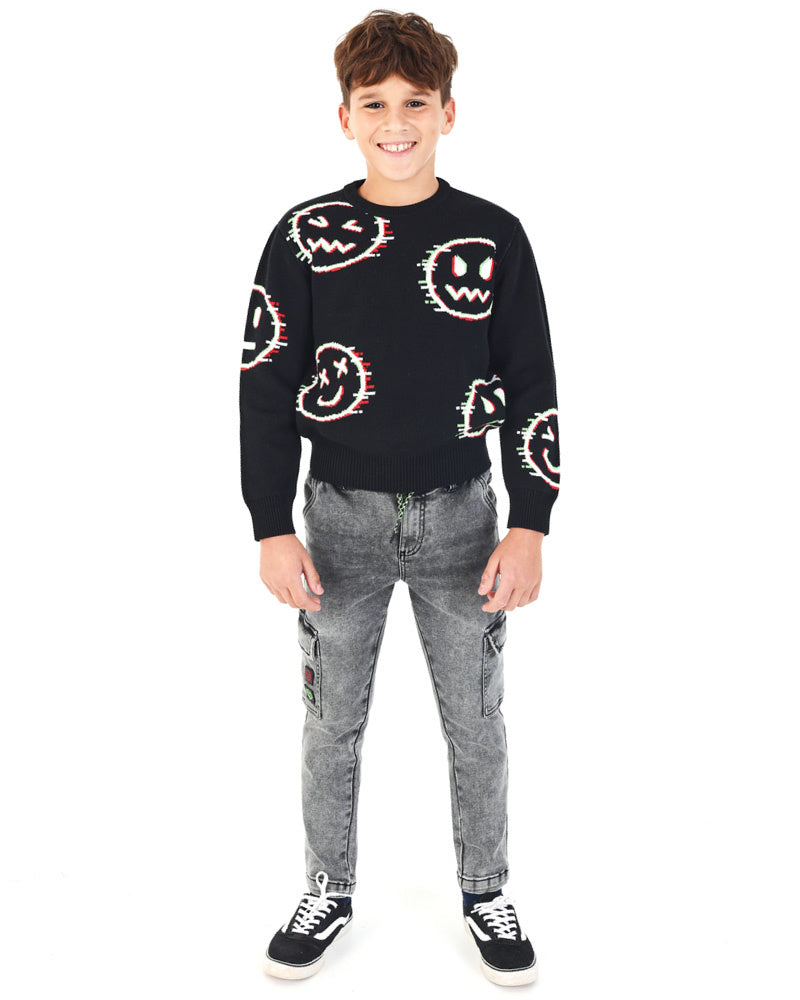 Pantalón cargo en denim gris para niño colección Intergalactic Fun House