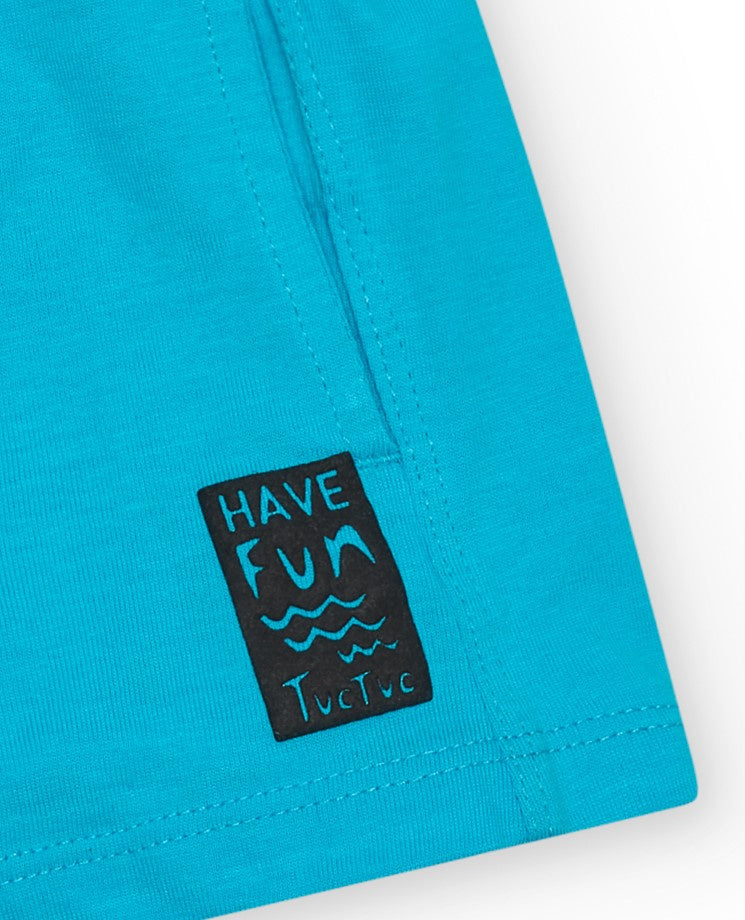 Bermuda para niño en azul con cintura elástica
