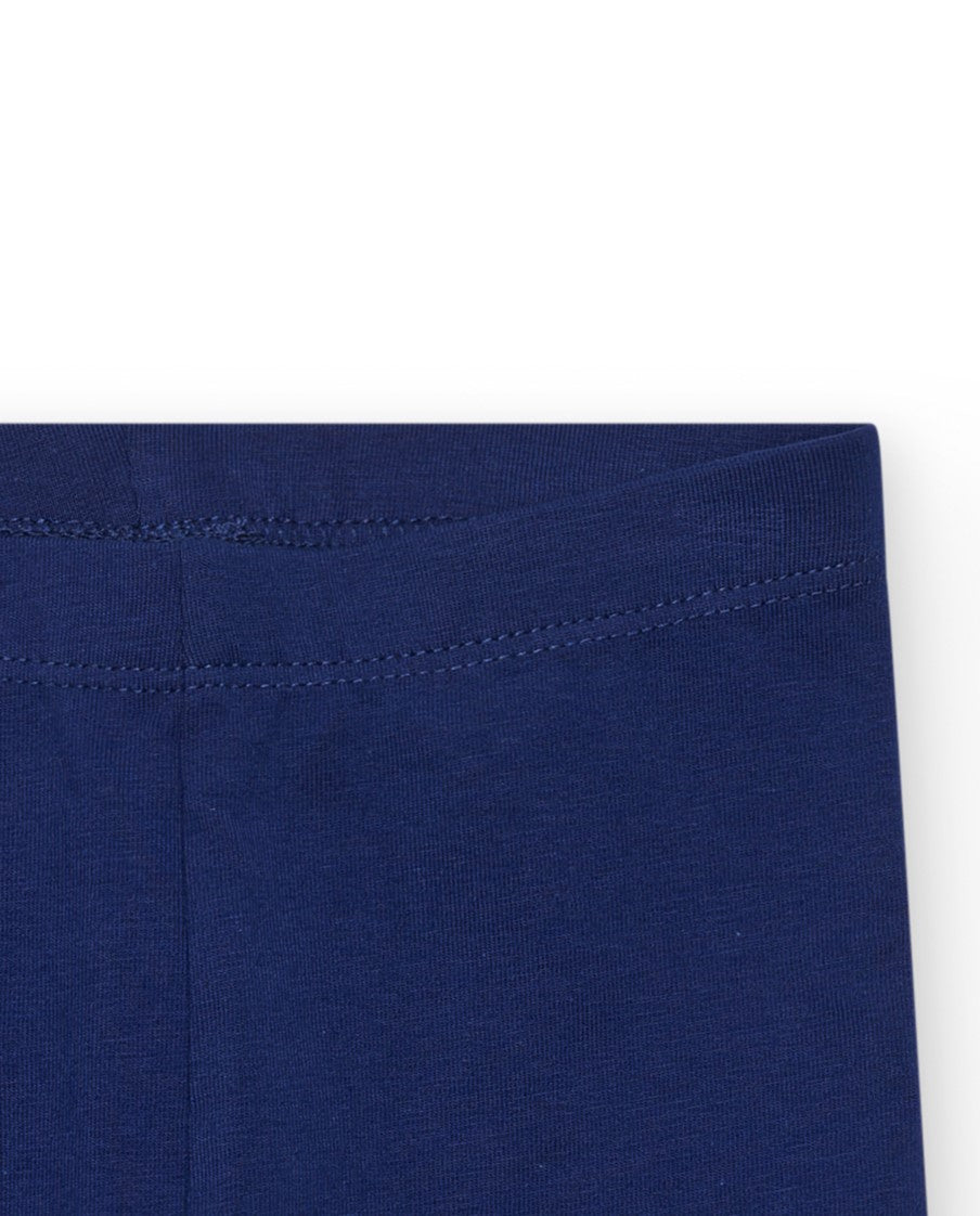 Leggings ciclista para niña en azul marino con estrellas
