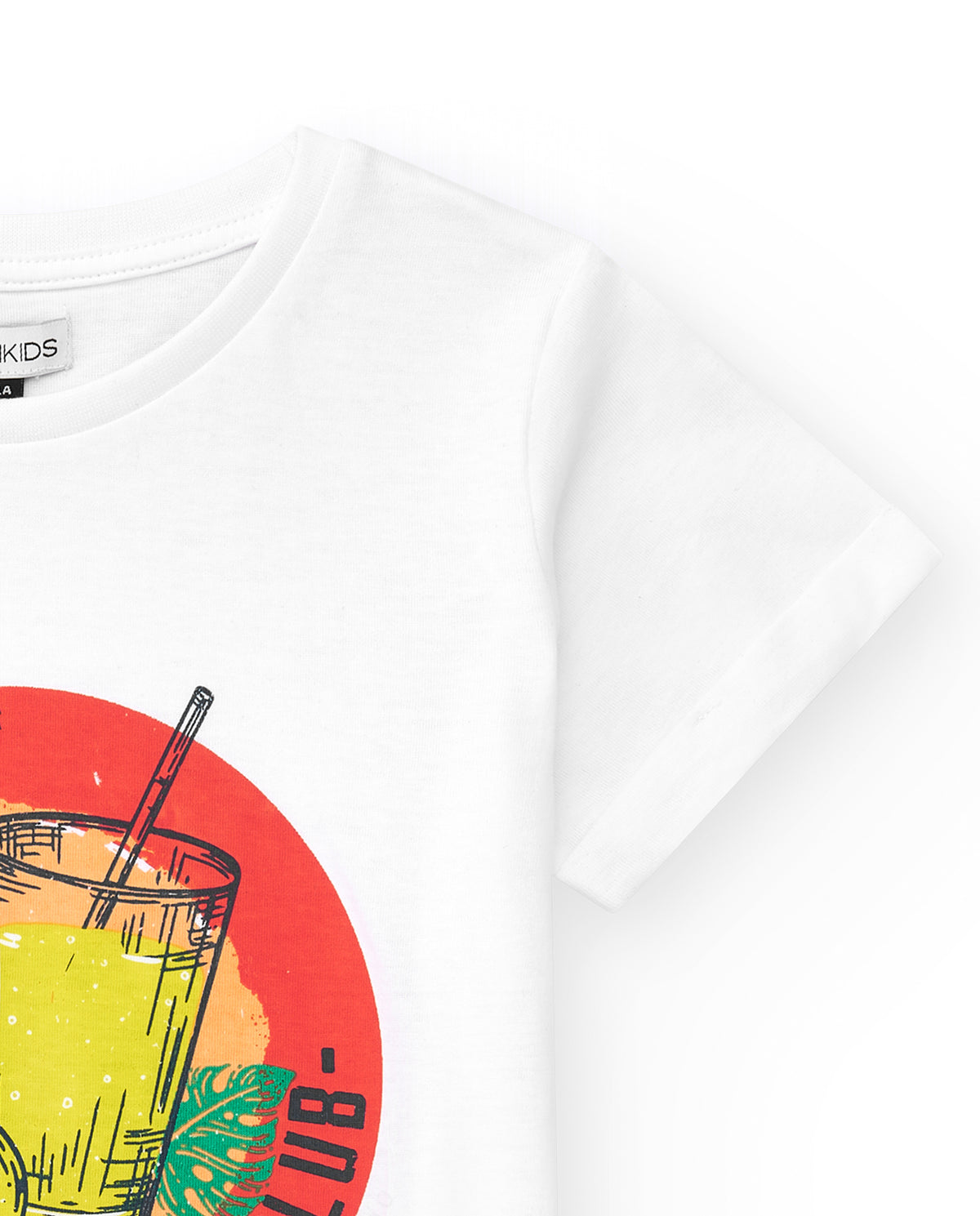 Camiseta para niño color blanco con estampado tropical