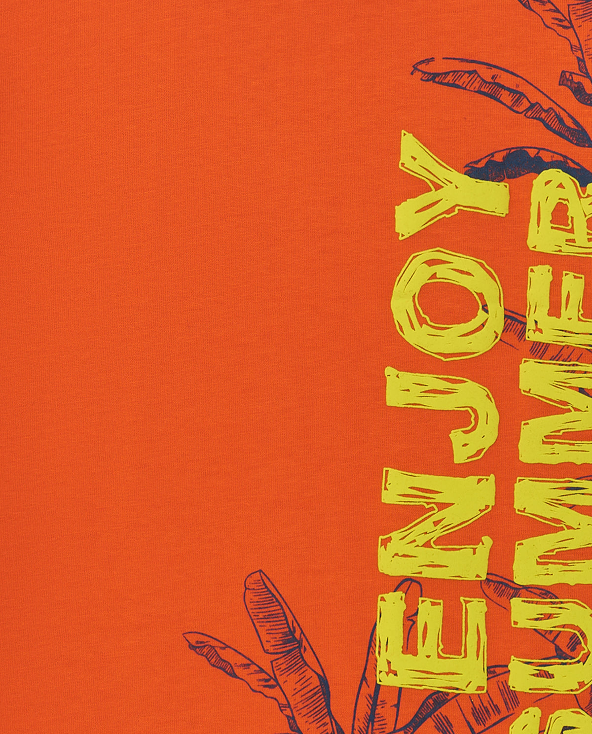 Camiseta para niño en naranja con estampado de hojas