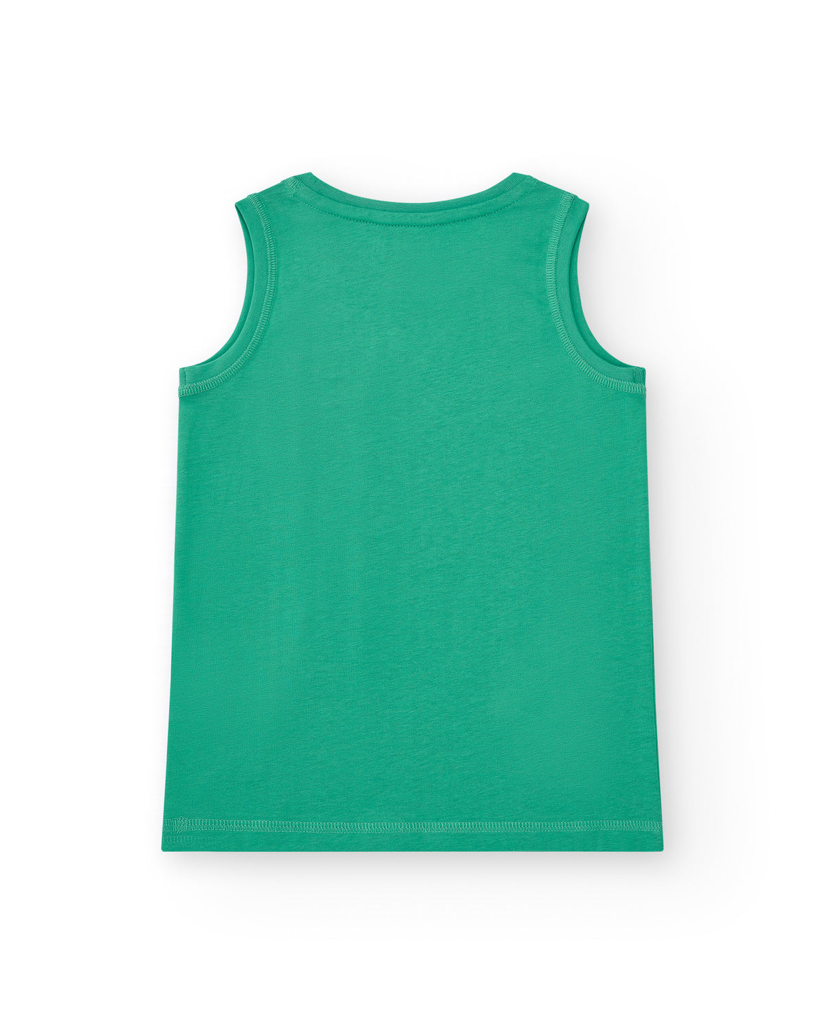 Camiseta sin mangas para niño en verde con estampado tropical