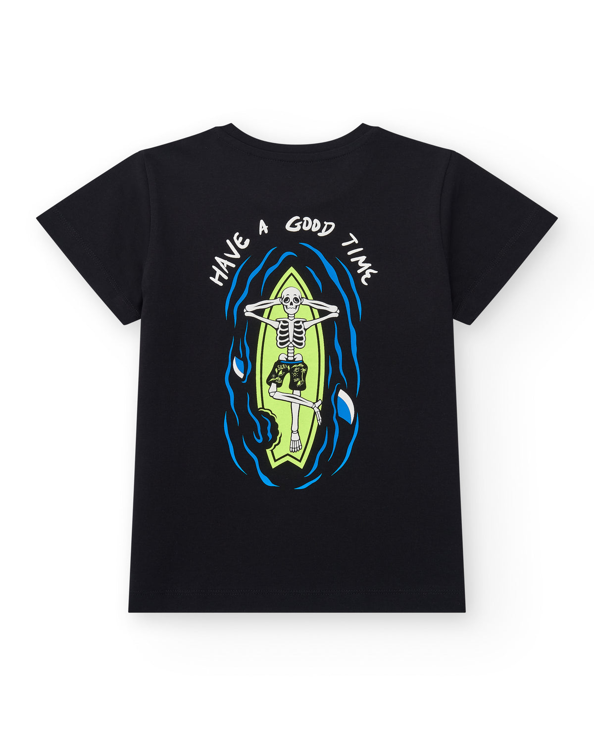 Camiseta para niño en negro con estampado en blanco