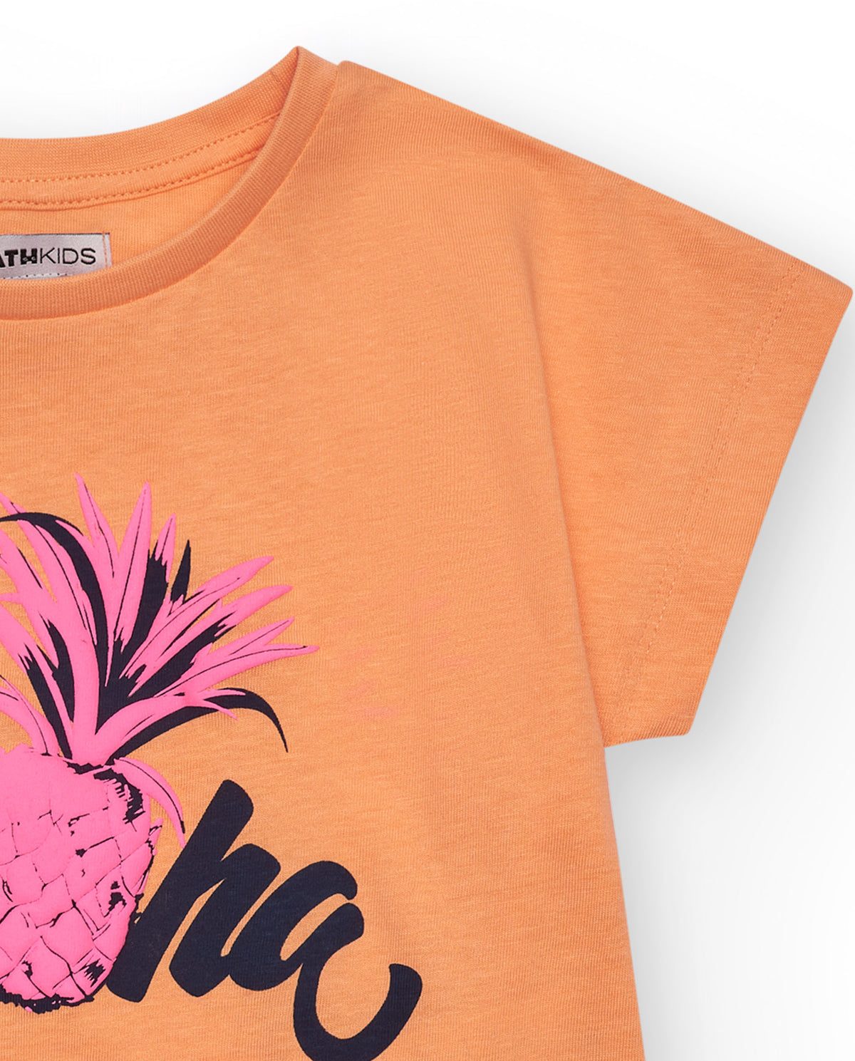 Camiseta de manga corta para niña en naranja con estampado