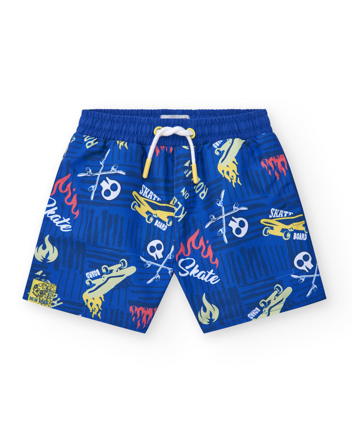 Bermudas para niño en azul con cintura elástica y estampado