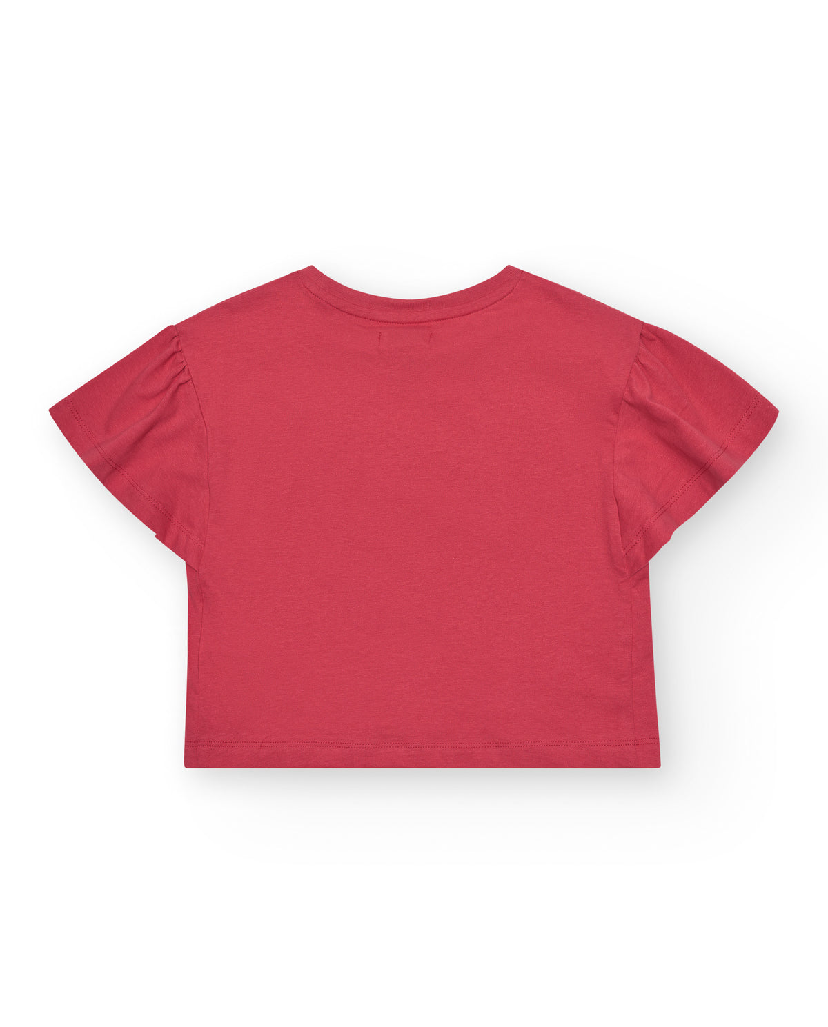 Camiseta de manga corta para niña en rojo con estampado frontal