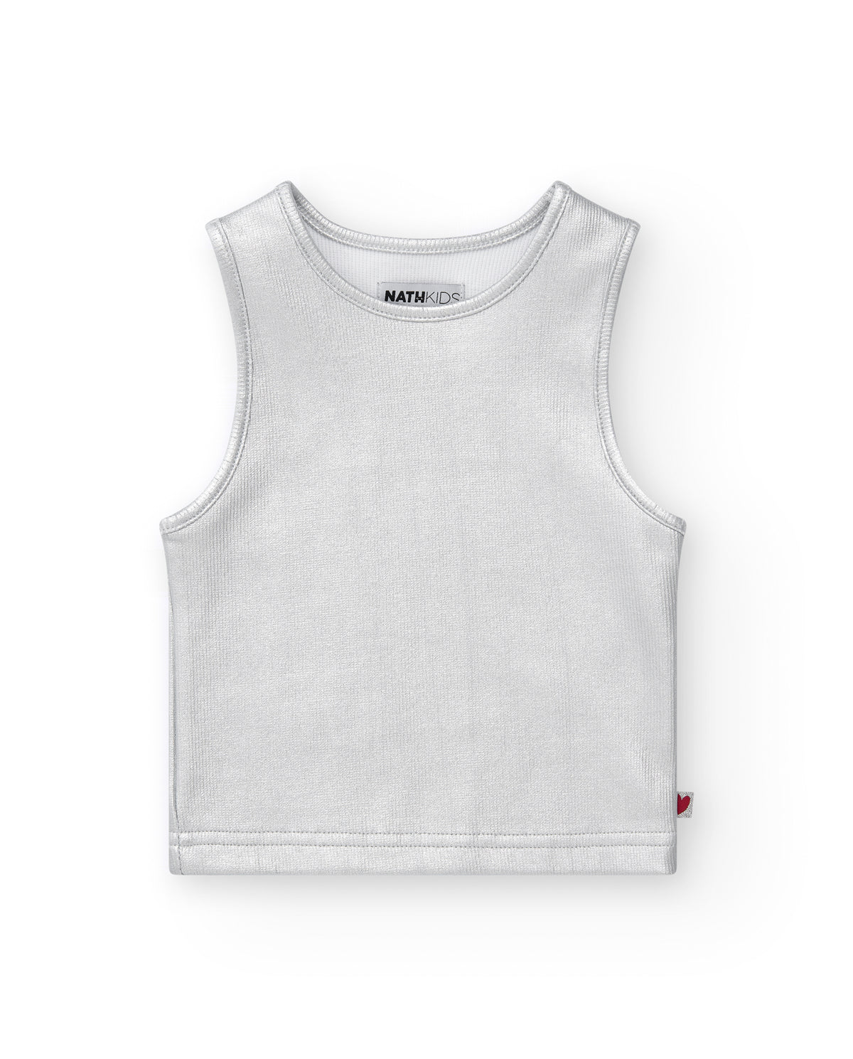 Camiseta para niña en plateado de tirantes con acabado brillante