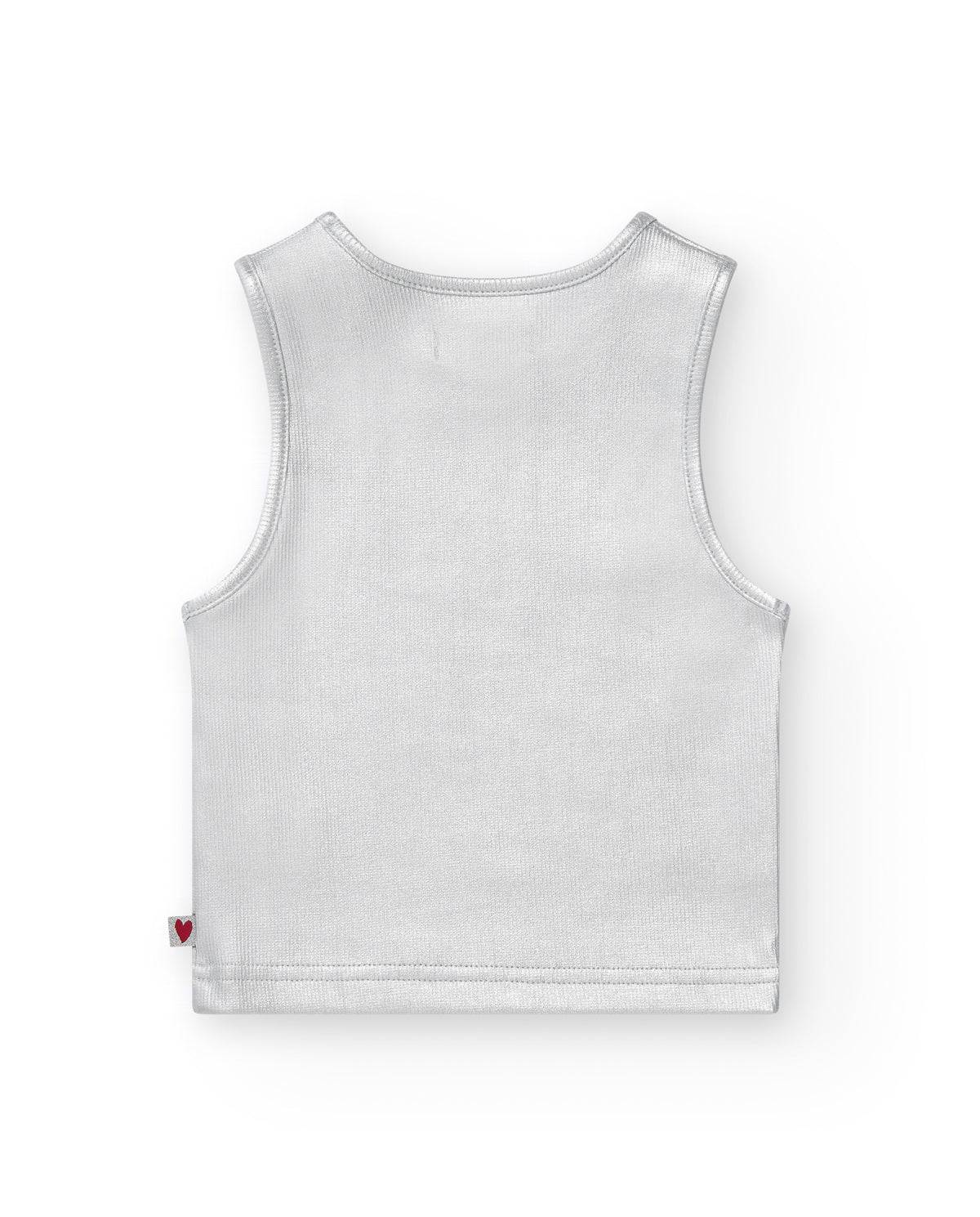 Camiseta para niña en plateado de tirantes con acabado brillante