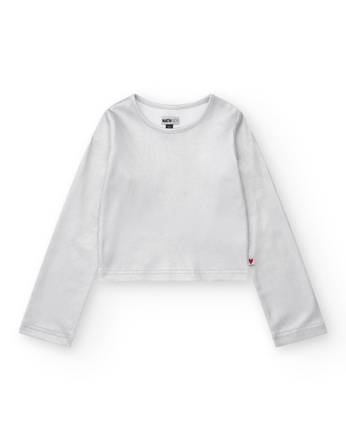 Camiseta para niña en plateado de manga larga con acabado
