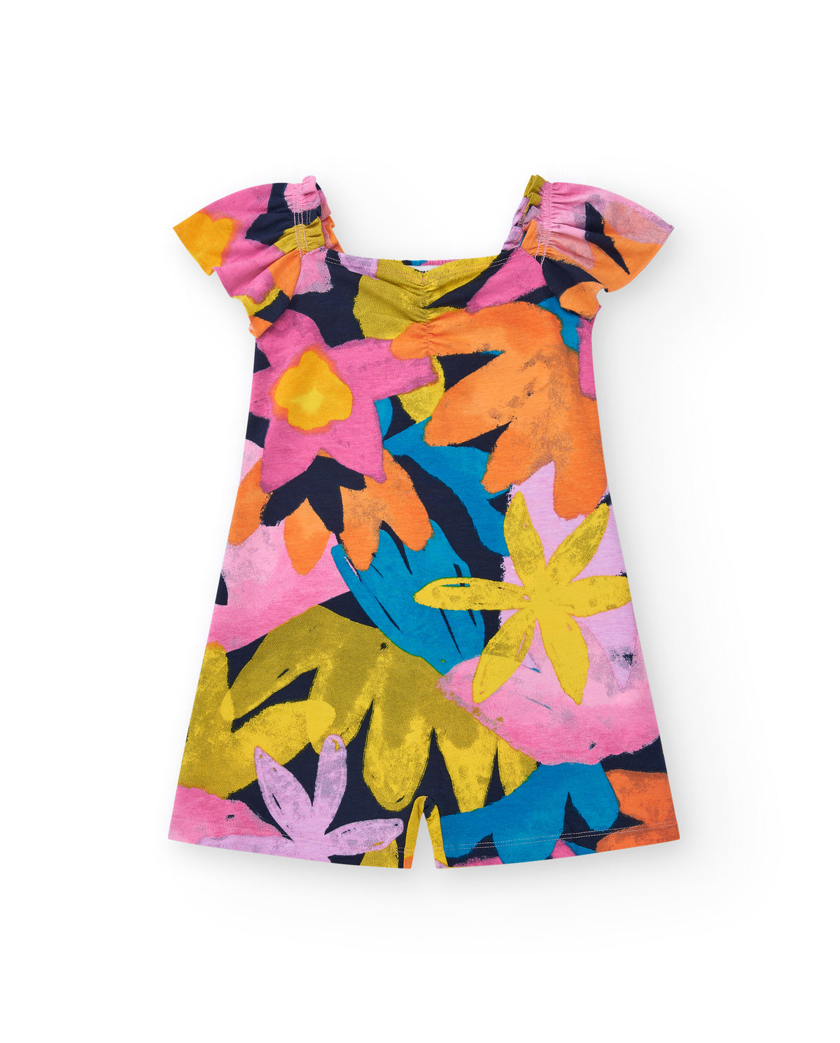 Mono para niña multicolor con manga abullonadas y escote
