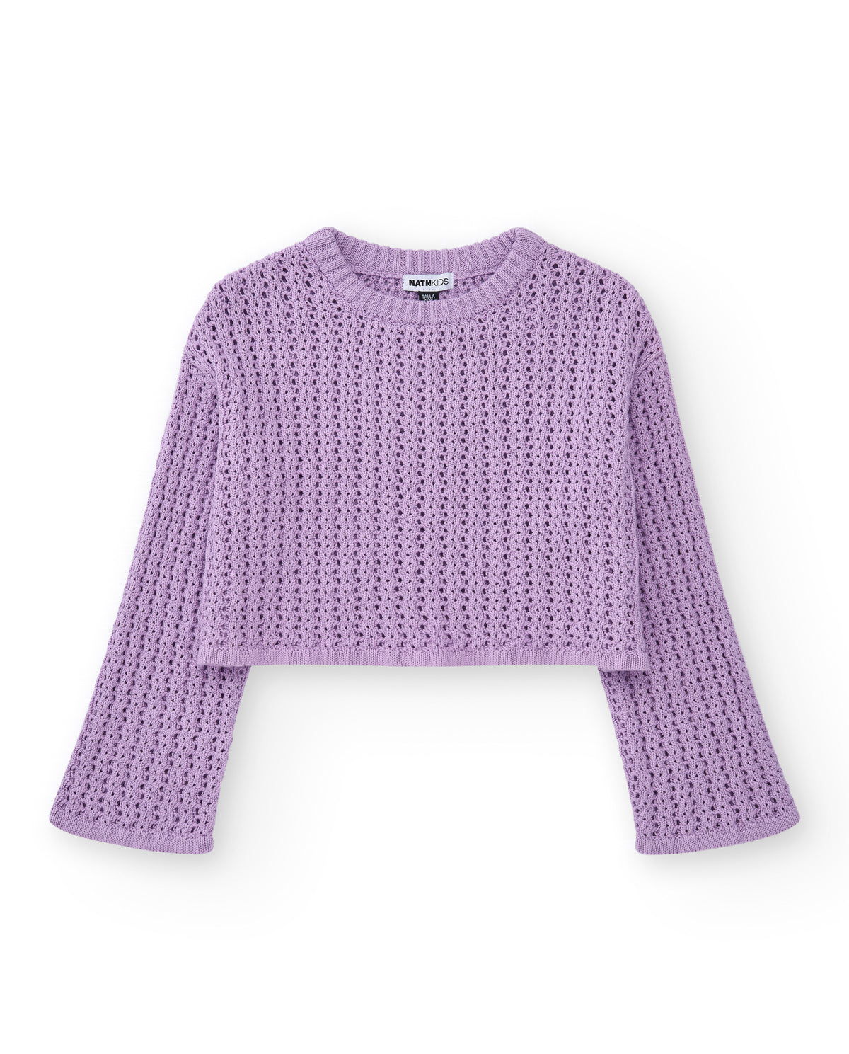 Jersey para niña en lila de manga larga y cuello redondo
