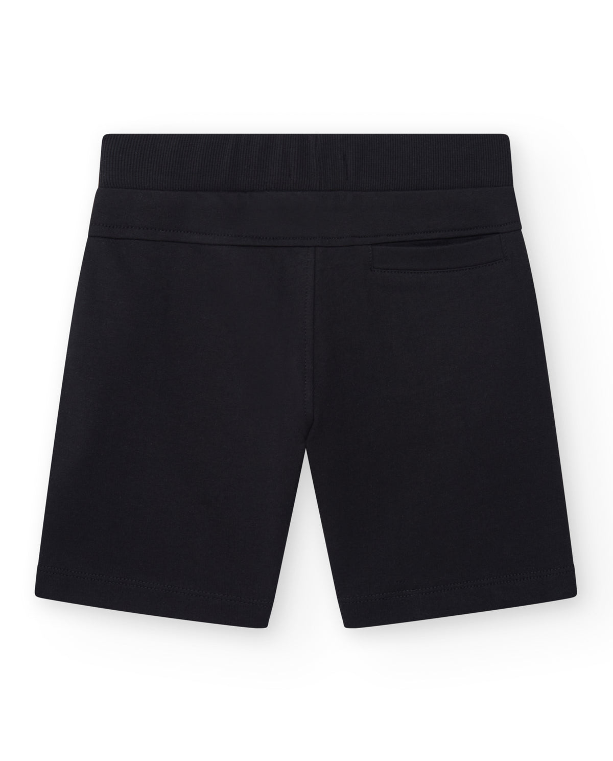 Bermuda para niño en negro con bolsillo lateral y cordón de
