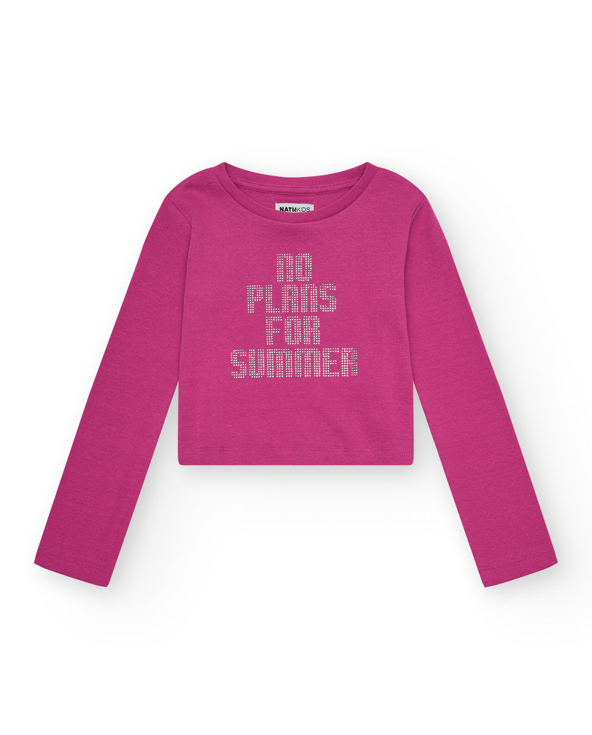 Camiseta para niña en rosa de manga larga y mensaje frontal