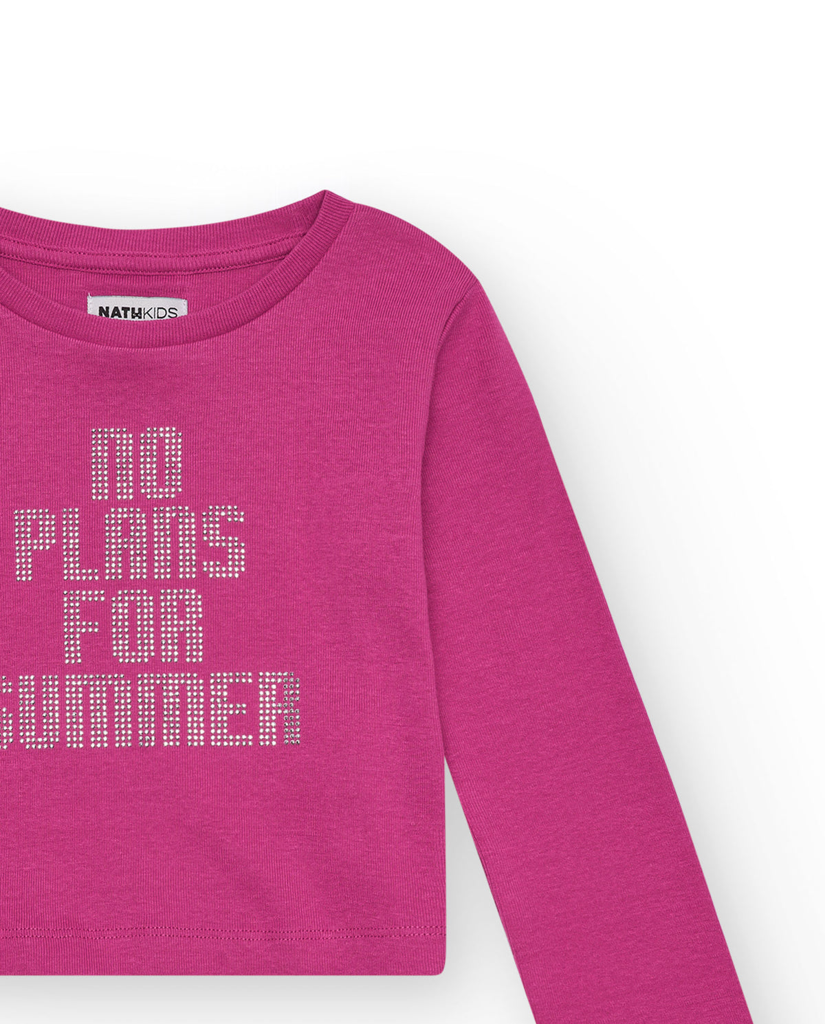 Camiseta para niña en rosa de manga larga y mensaje frontal