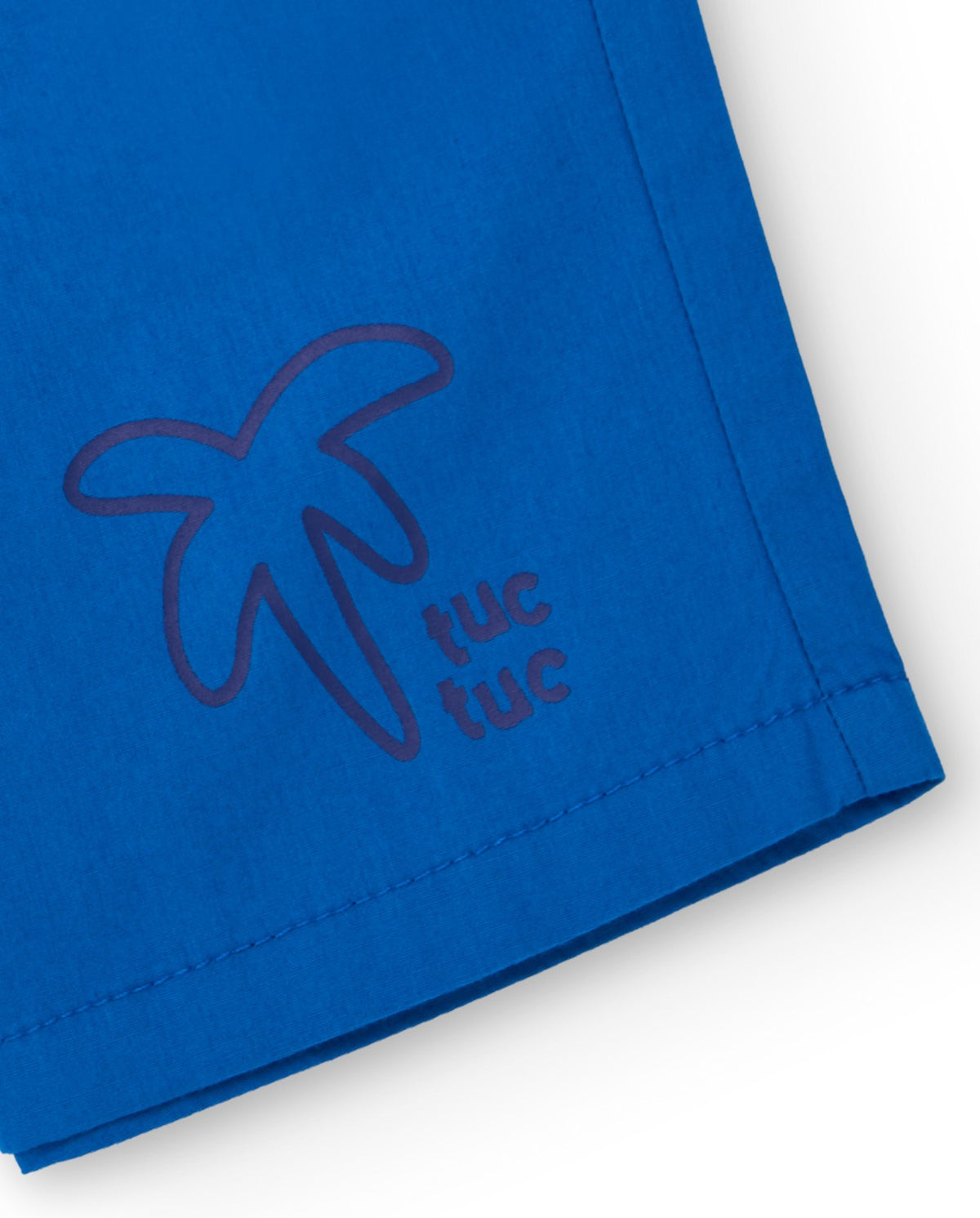 Bermuda para niño en azul eléctrico con estampado de palmera