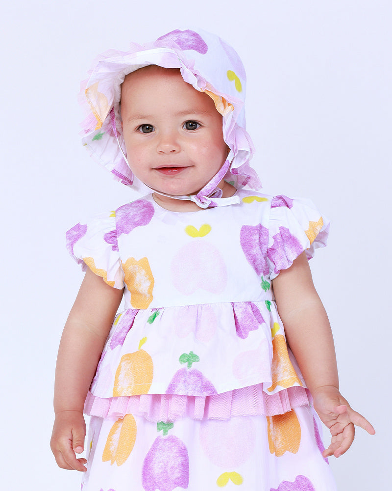 Gorro plano para niña color blanco