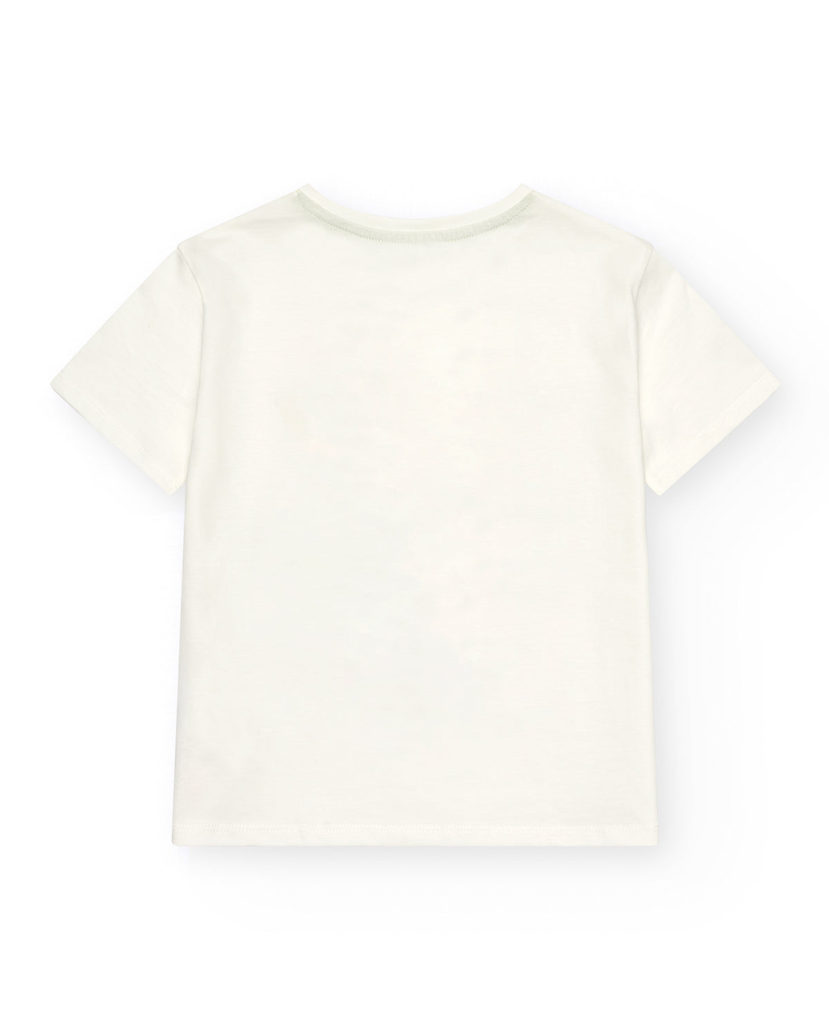 Camiseta para niño en crudo con estampado gráfico multicolor.