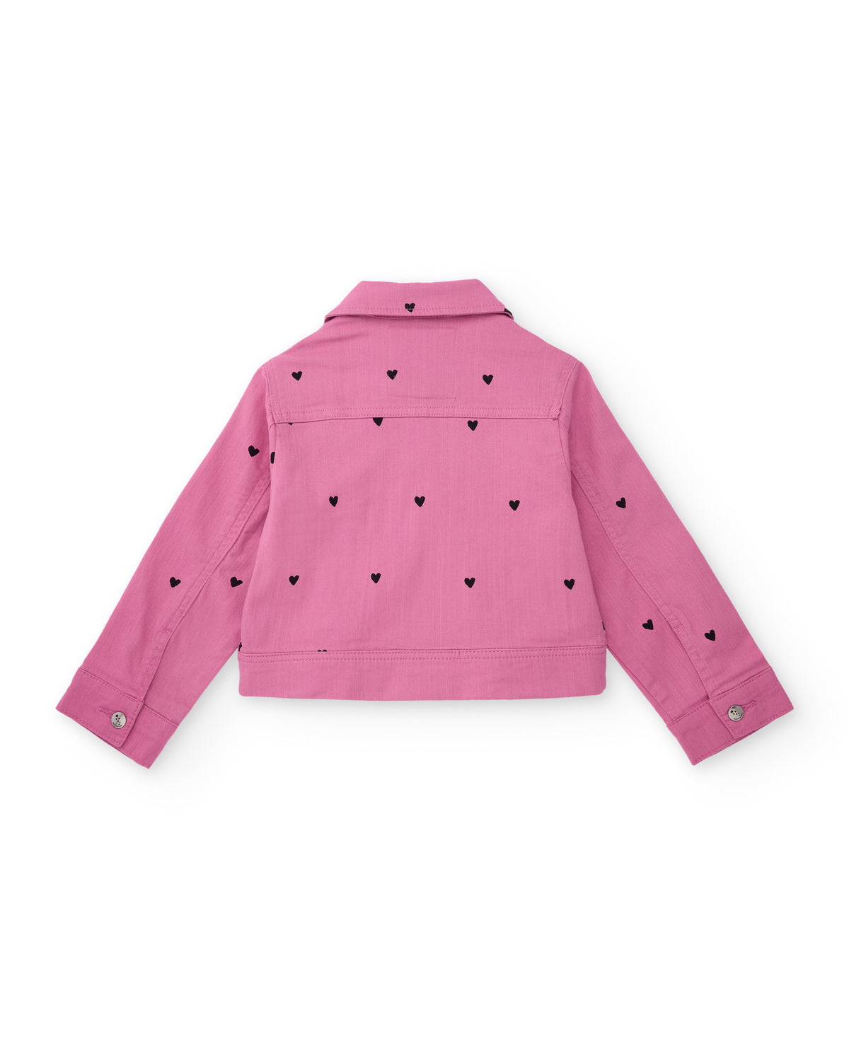 Cazadora biker niña en rosa con estampado de corazones