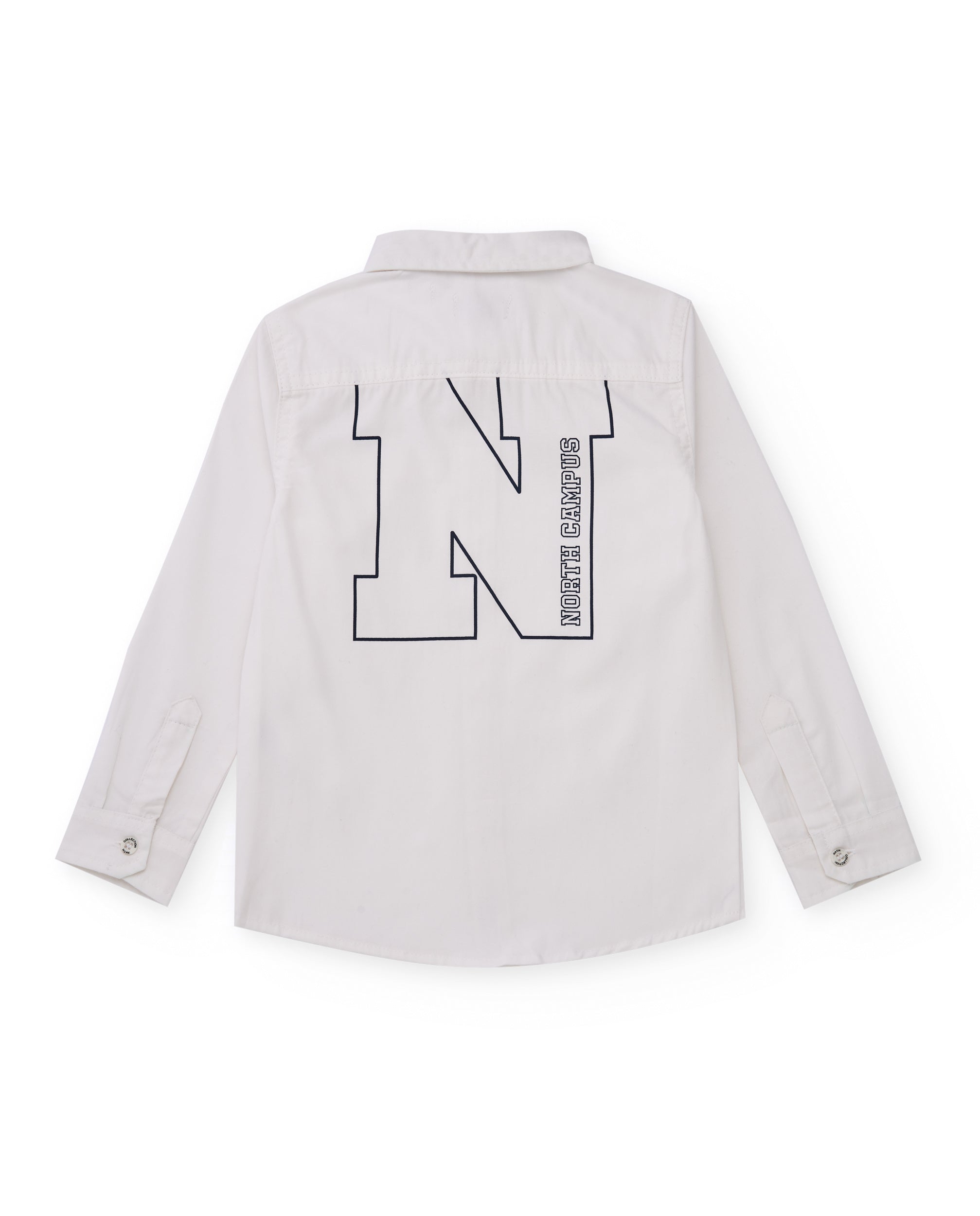Camisa para niño de manga larga color blanco con estampado en