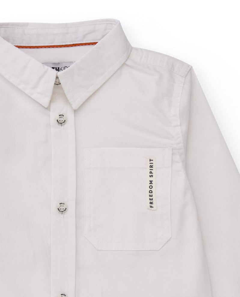 Camisa para niño de manga larga color blanco con estampado en