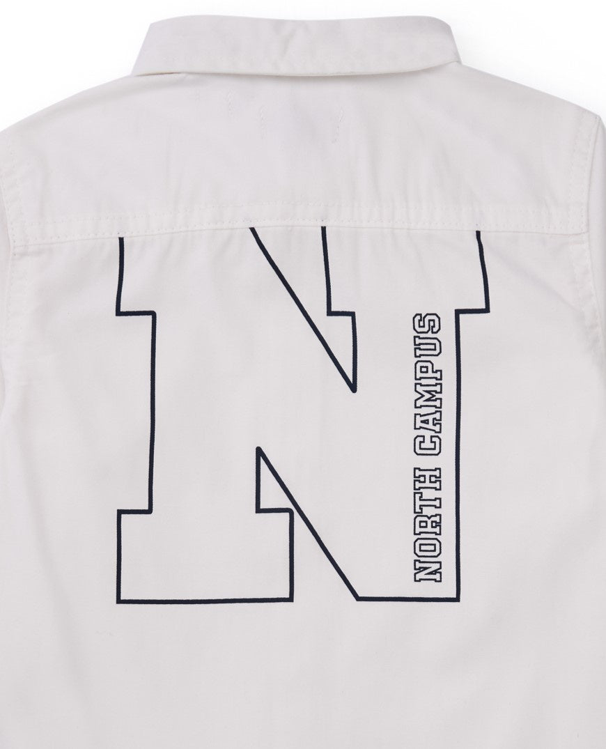 Camisa para niño de manga larga color blanco con estampado en