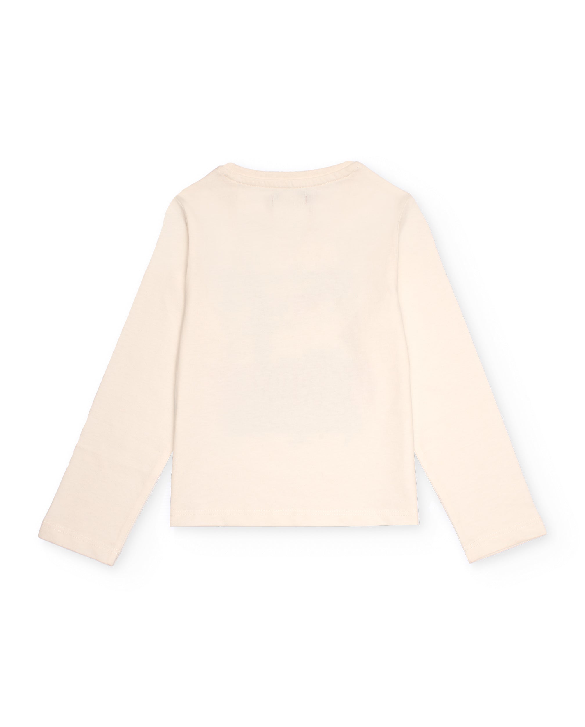 Camiseta de manga larga para niña color crudo con estampado de