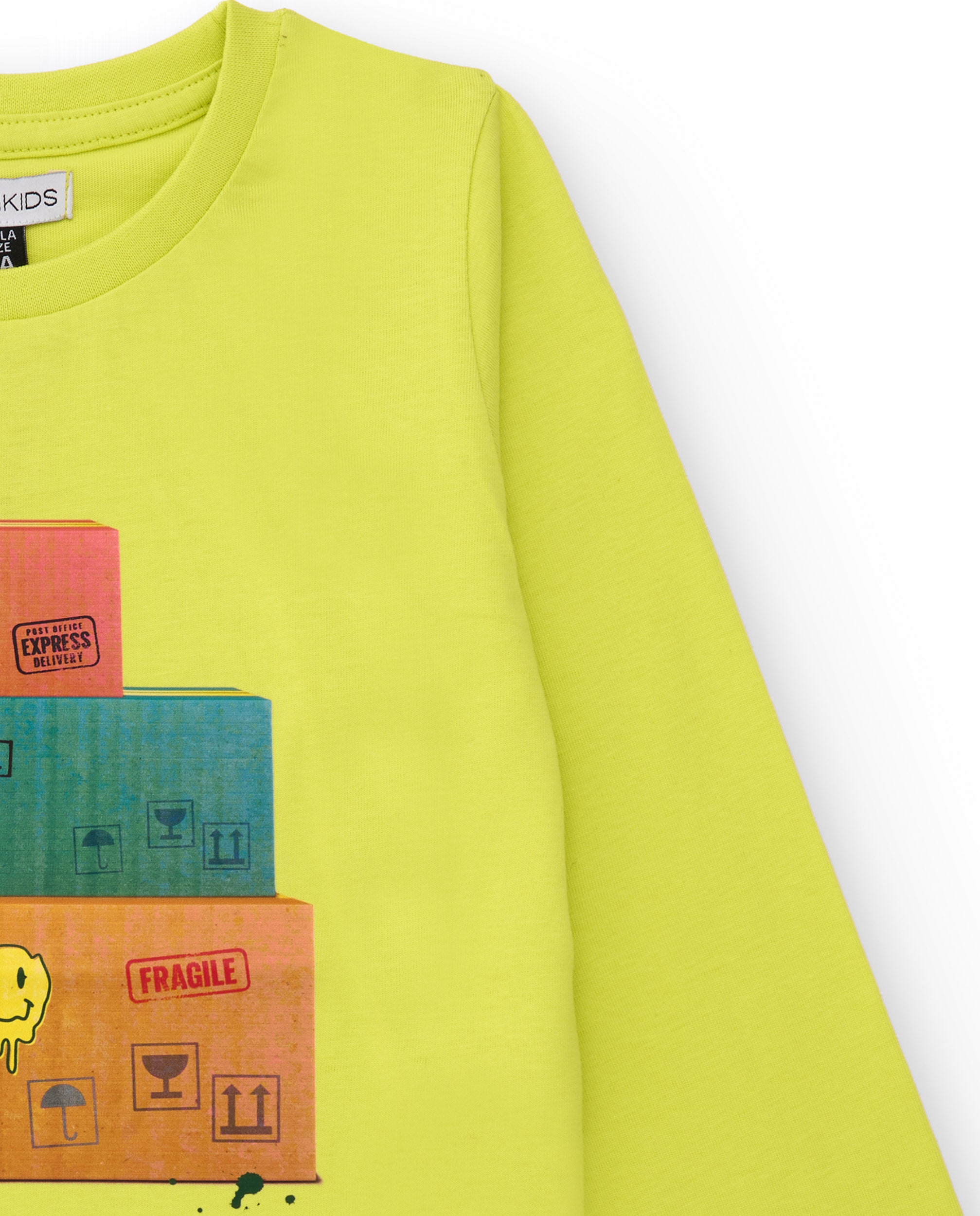 Camiseta de manga larga para niño color verde lima con