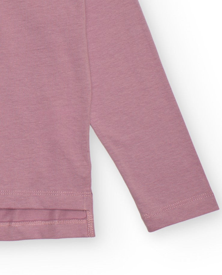 Camiseta de manga larga rosa con estampado de vaso de café