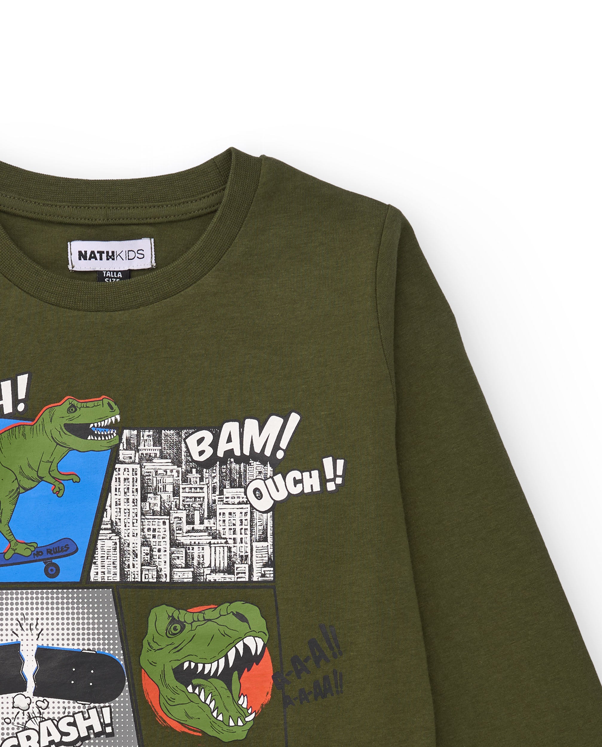 Camiseta de manga larga negra con diseño "Cat Walk" para niña