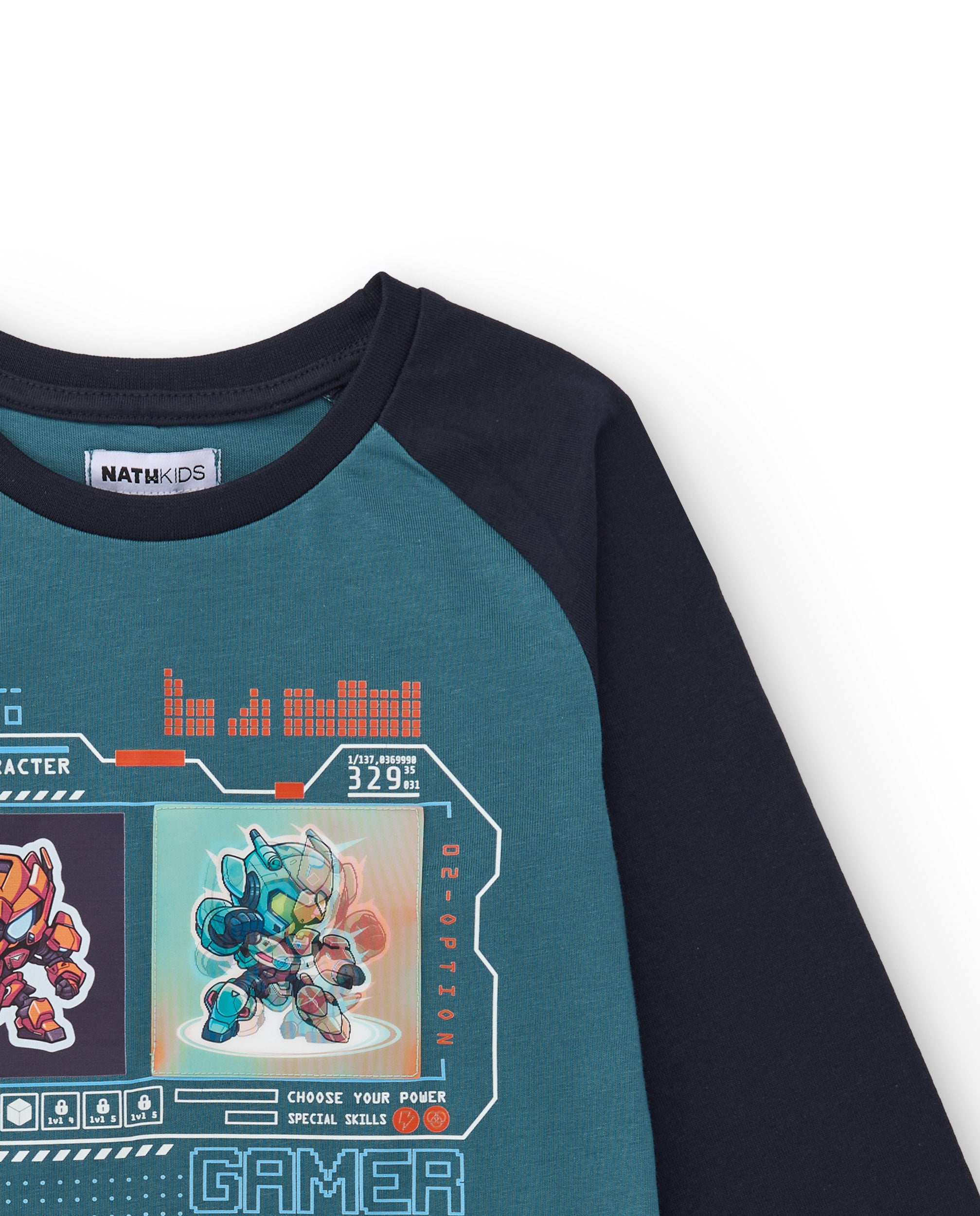Camiseta de manga larga para niño con estampado de videojuego