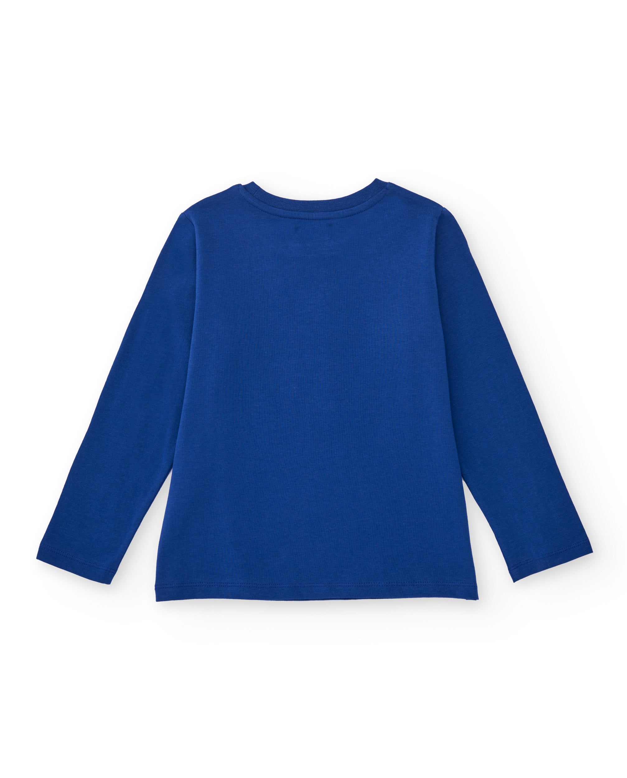 Camiseta de manga larga para niño azul con estampado de