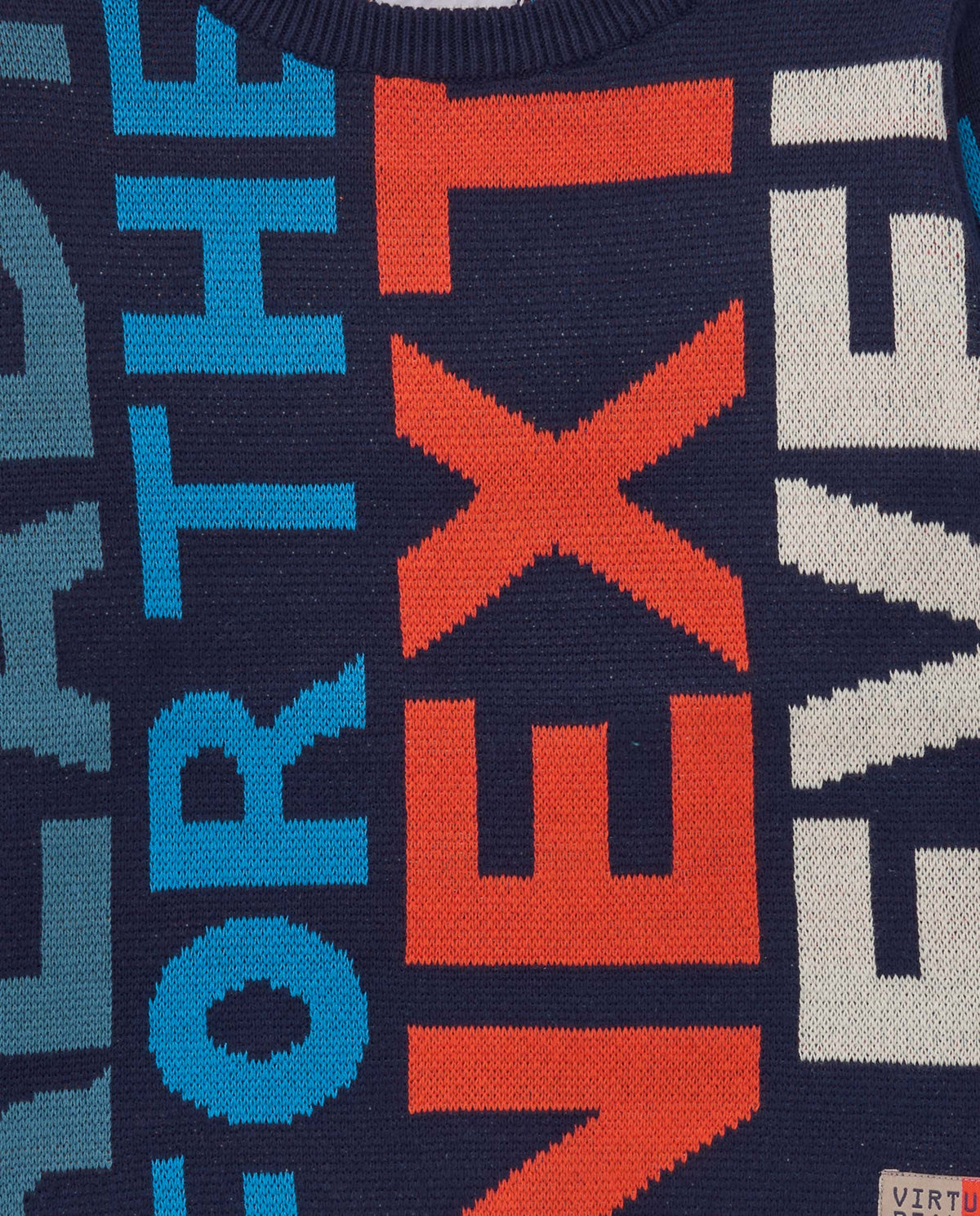 Jersey de punto para niño con letras multicolor