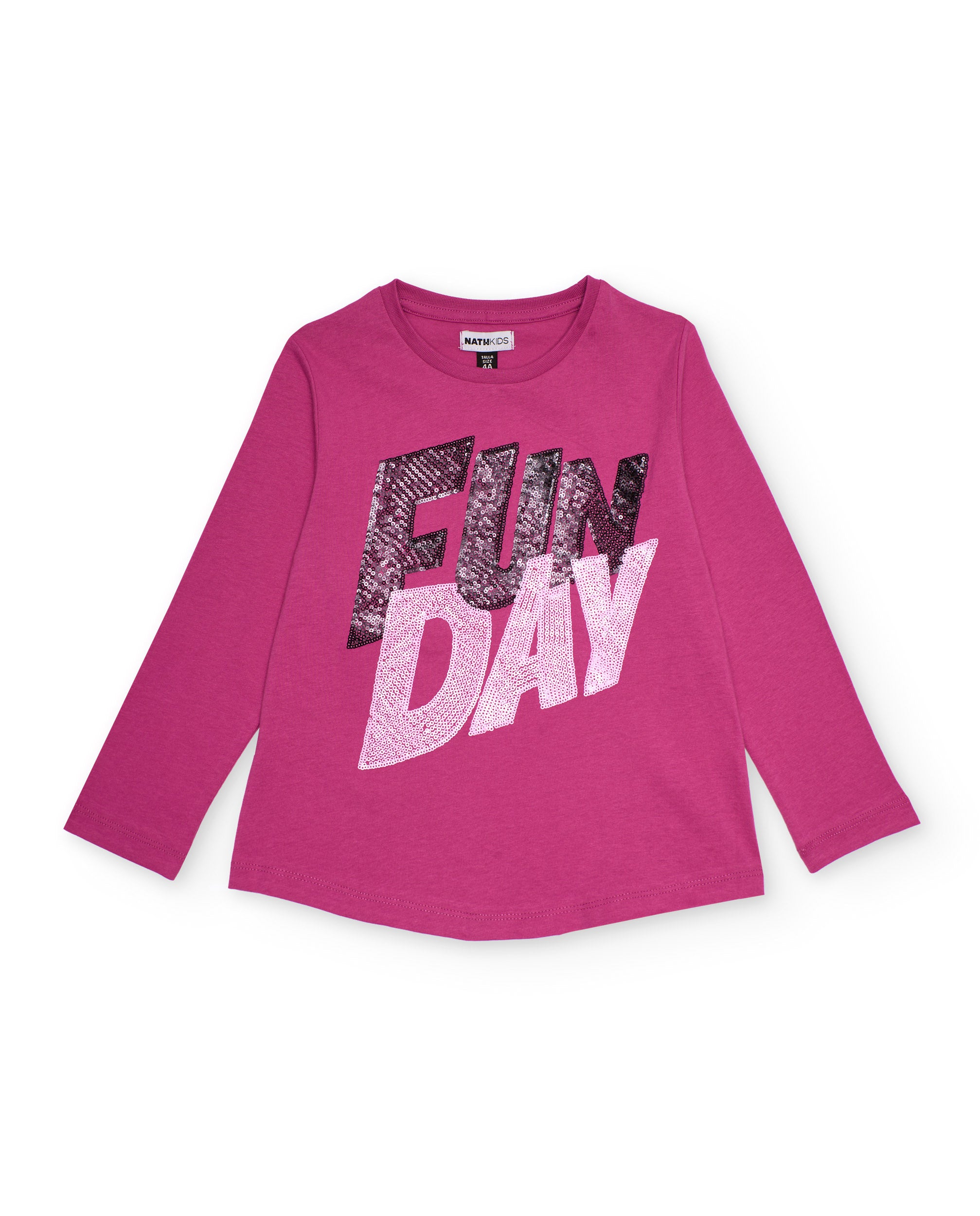 Camiseta de manga larga fucsia con estampado "FUN DAY"