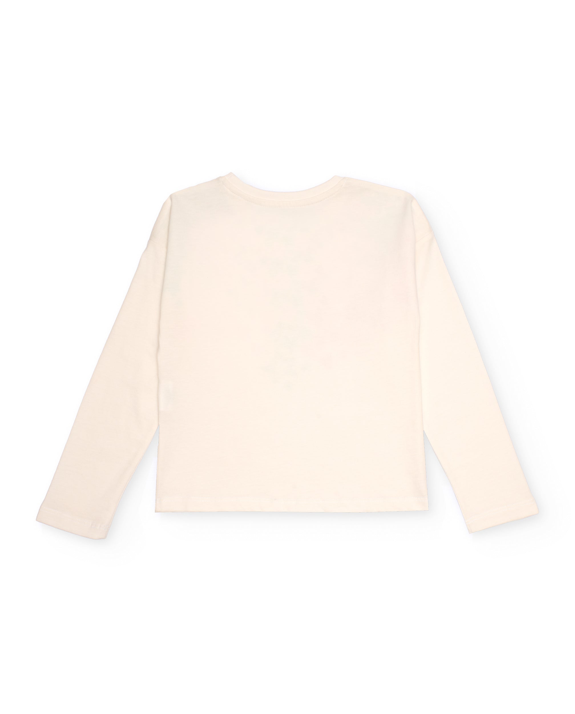 Camiseta de manga larga para niña en color crudo con estampado
