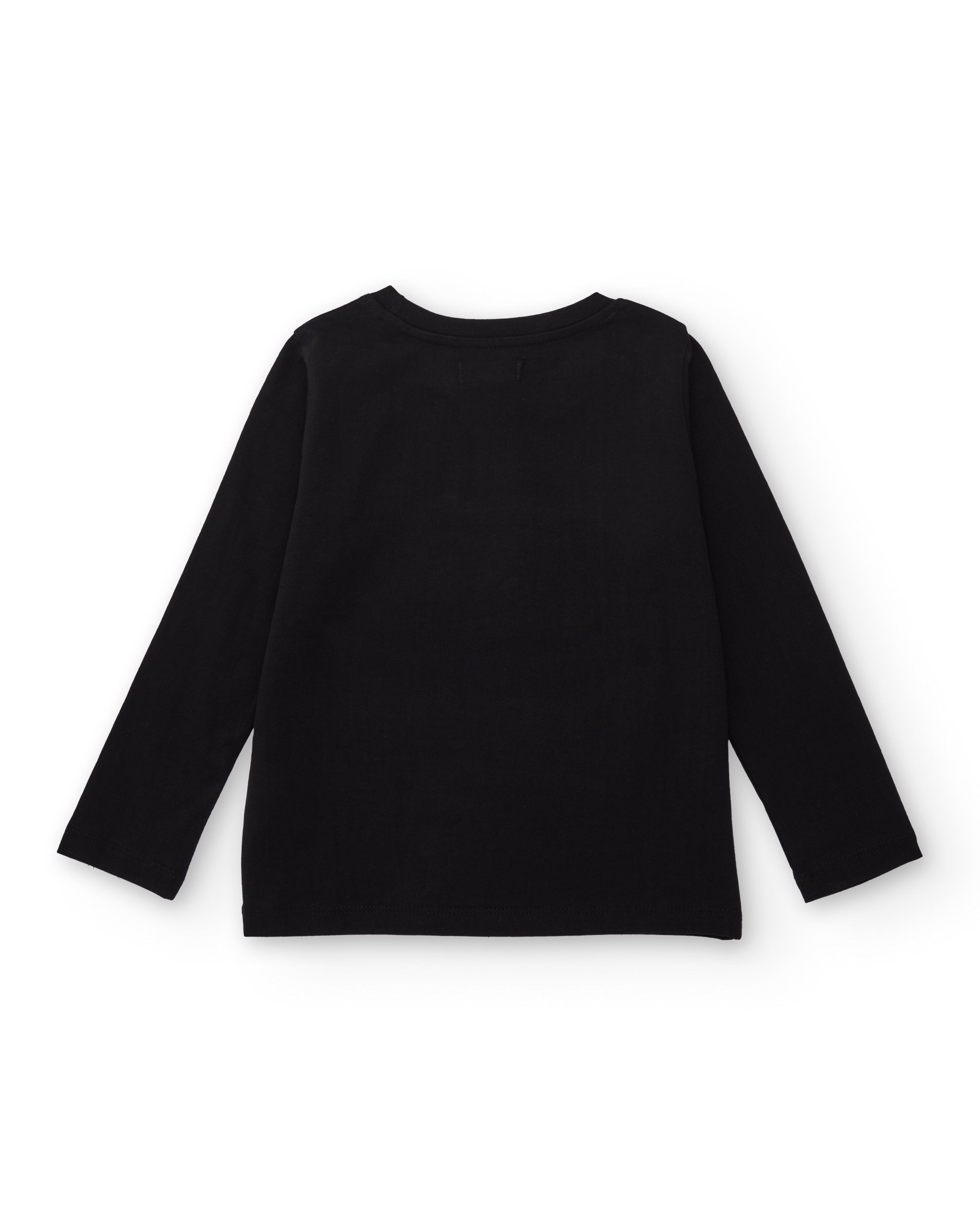 Camiseta de manga larga negra para niño con estampado geométrico