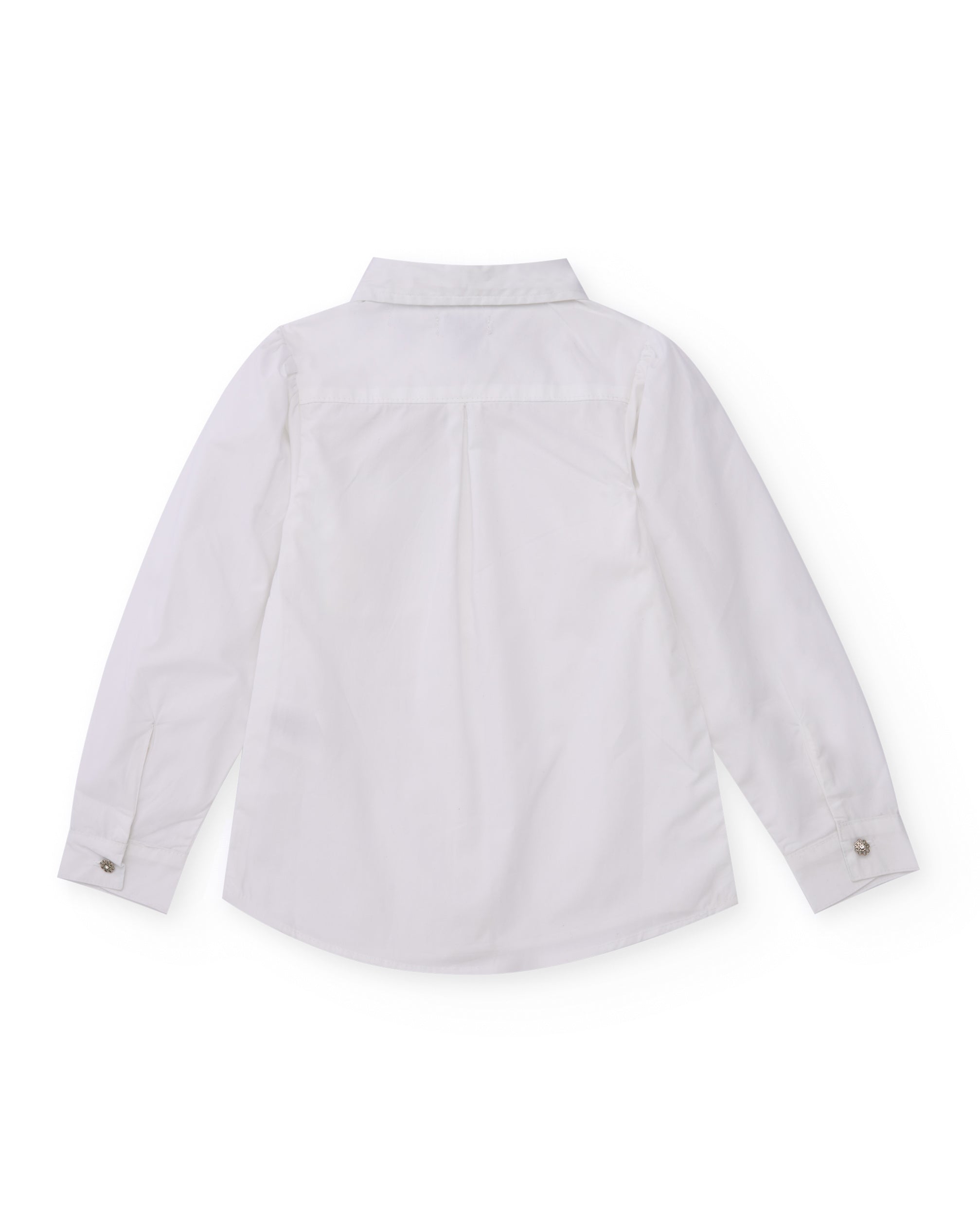 Camisa blanca de manga larga para niño con bolsillo y botón