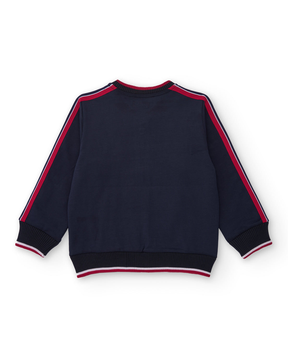 Chaqueta tipo bomber azul marino para niño con detalles en rojo
