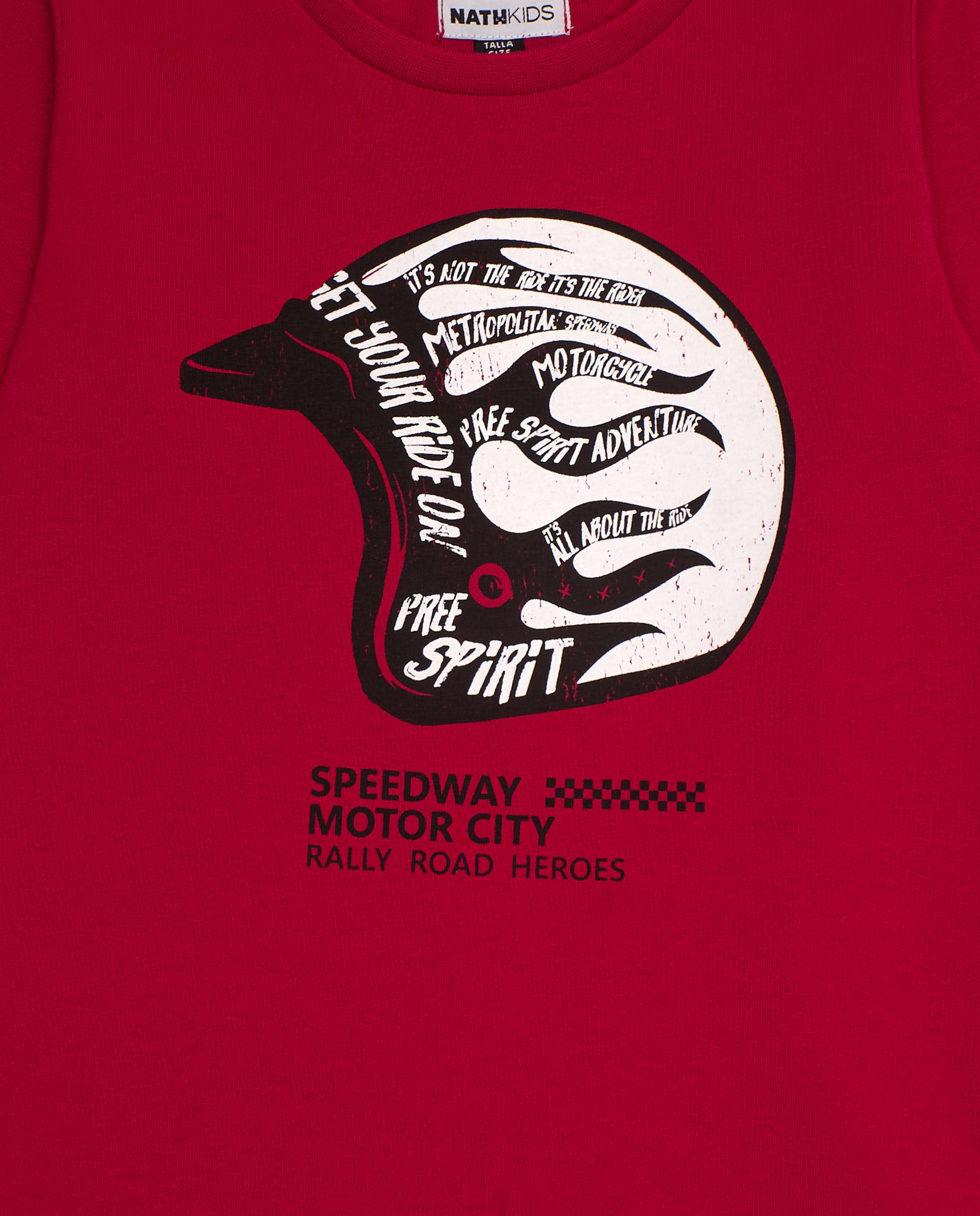 Camiseta de manga larga para niño color rojo con estampado de