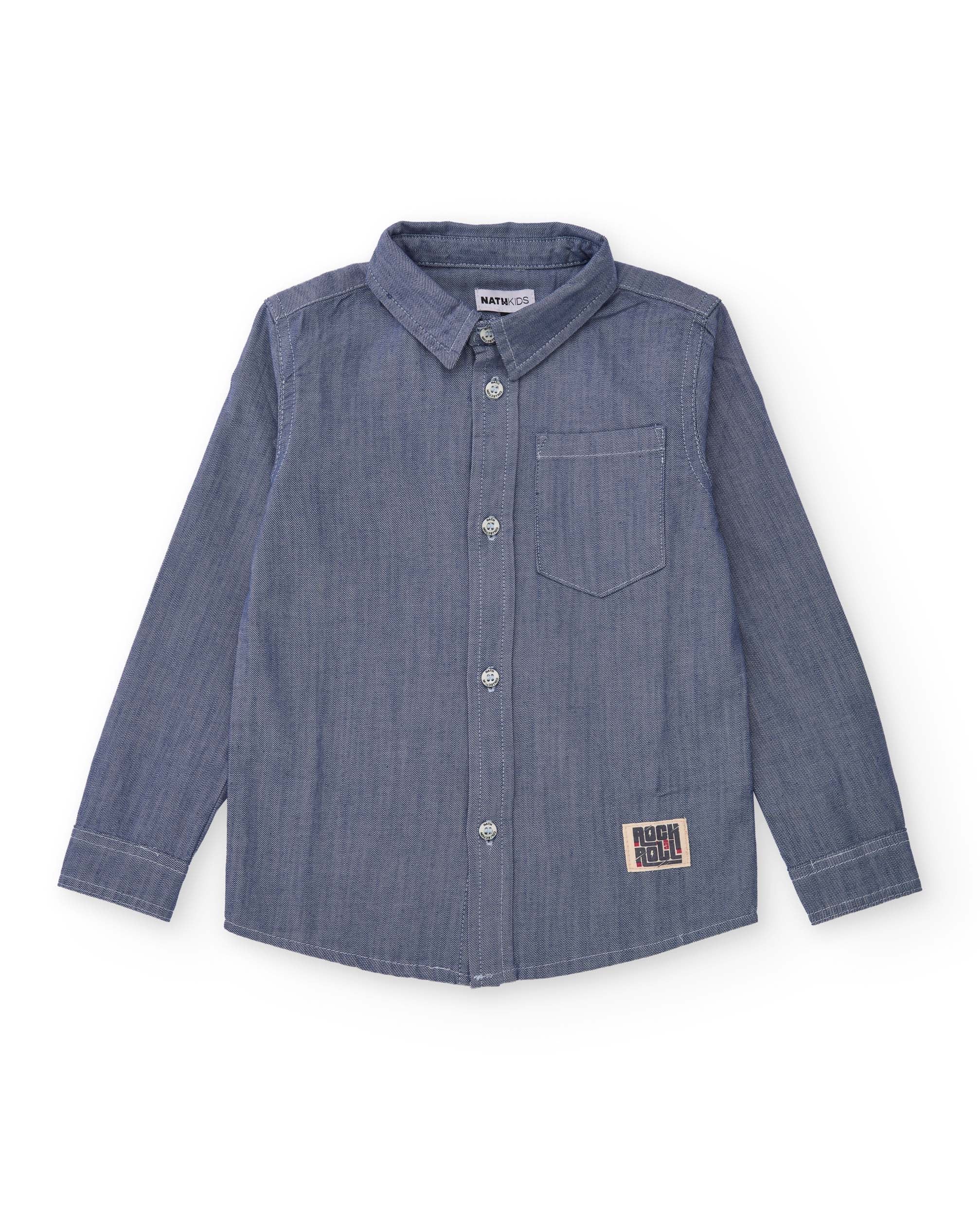 Camisa de manga larga para niño en mezclilla azul