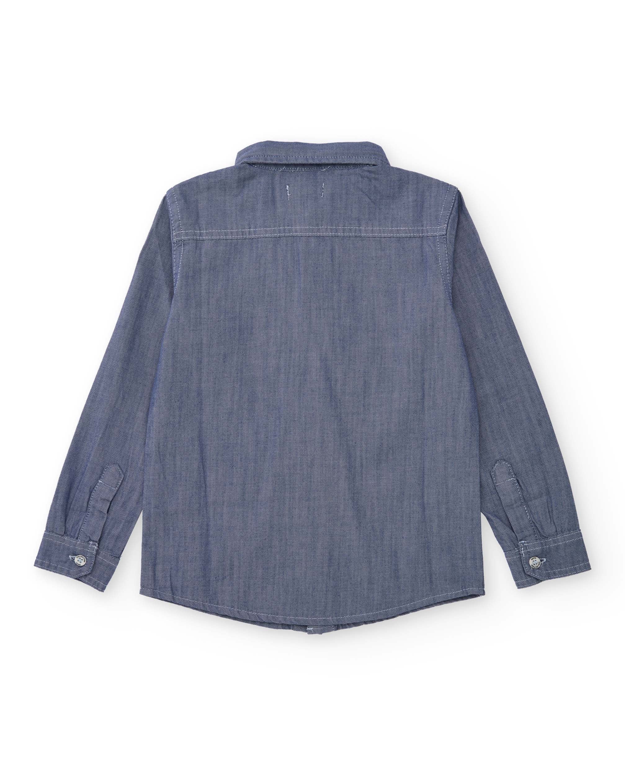 Camisa de manga larga para niño en mezclilla azul