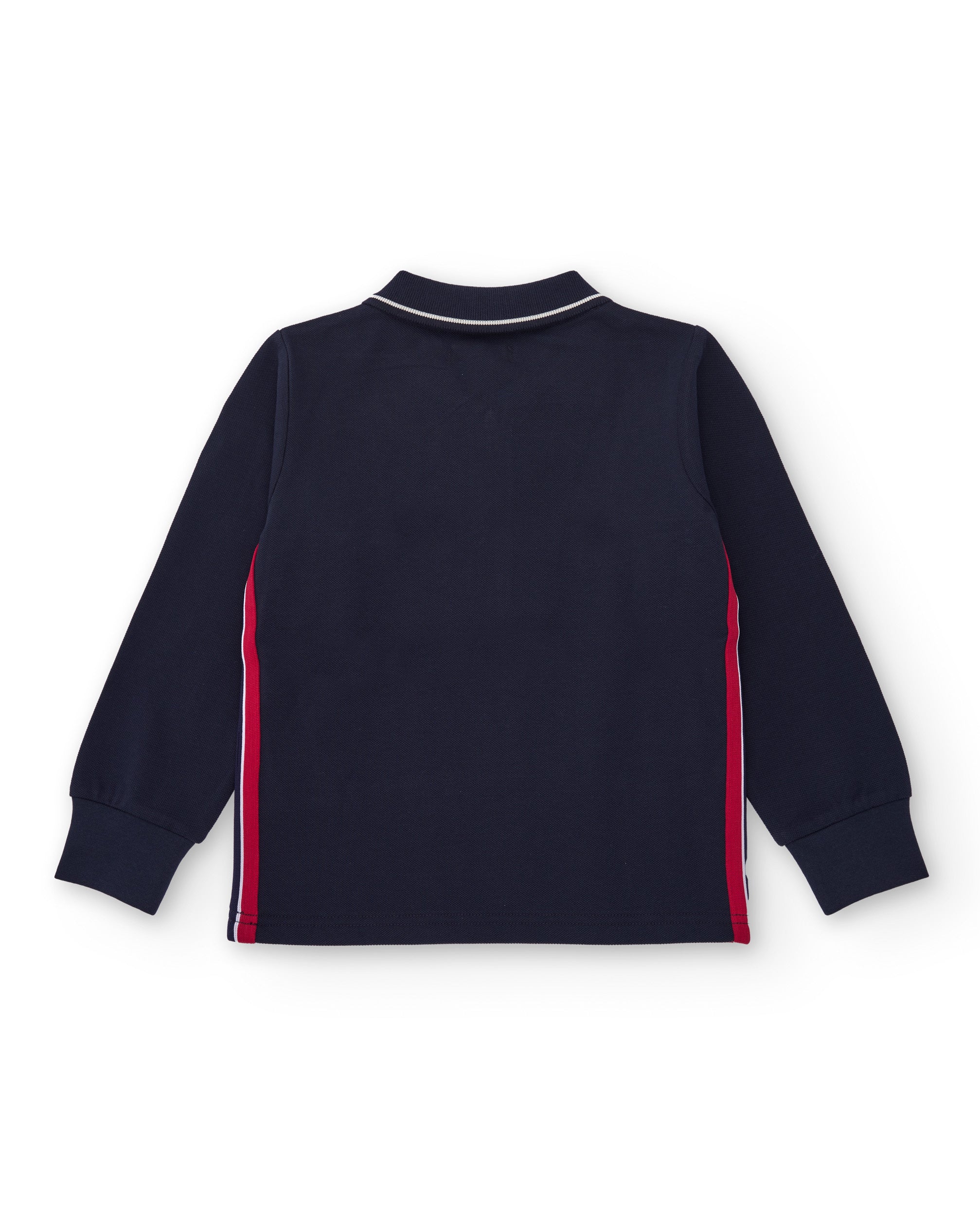 Polo de manga larga para niño color marino con estampado rockero
