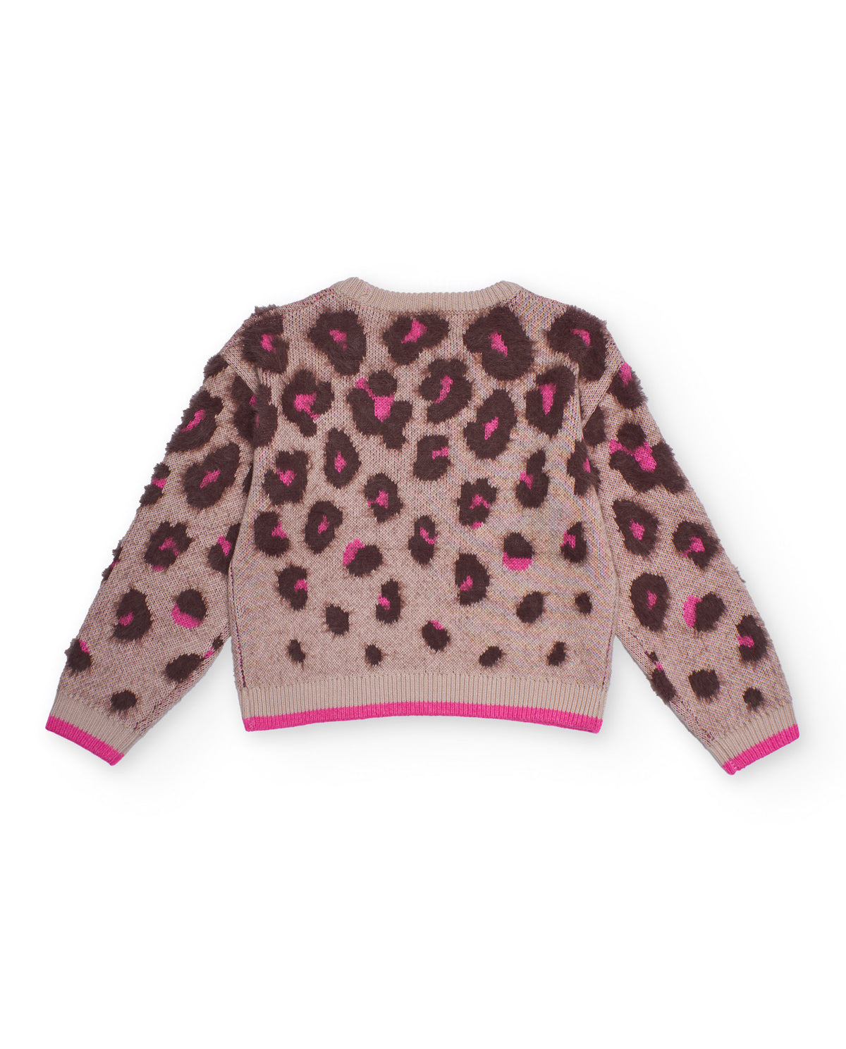 Suéter de punto con estampado animal print en tonos rosa para
